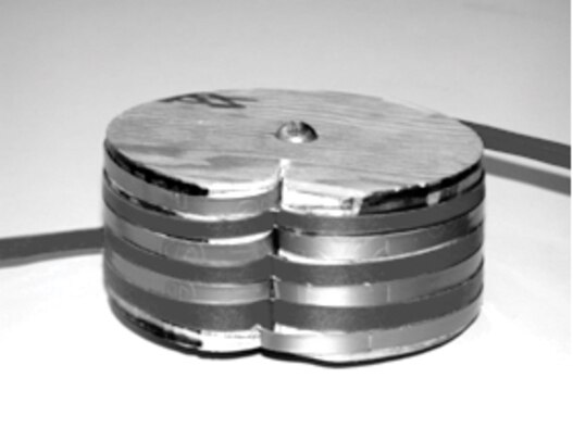Pictured is a model of a helical (layered) magnet/coil (AFRL image)