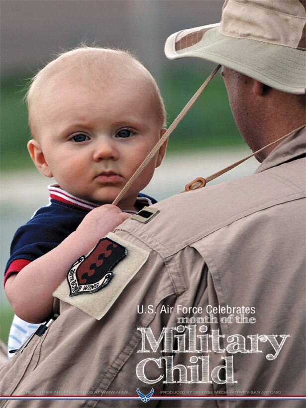 Military Child Poster.  This poster was created by Billy Smallwood of the Defense Media Activity-San Antonio. AF.mil does not provide printed posters but a PDF file of this poster is available for local printing up to 18x24 inches. Requests can be made to afgraphics@dma.mil. Please specify the title and number.