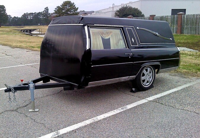 The completed honor guard mobile training aid was designed and crafted by volunteer Airmen with the 628th Logistics Readiness Squadron, Vehicle Management Flight, here. More than 120 hours were expended by more than 20 Airmen during the project. The training aid was designed to closely resemble the aid used by the Air Force Honor Guard. (Courtesy photo)