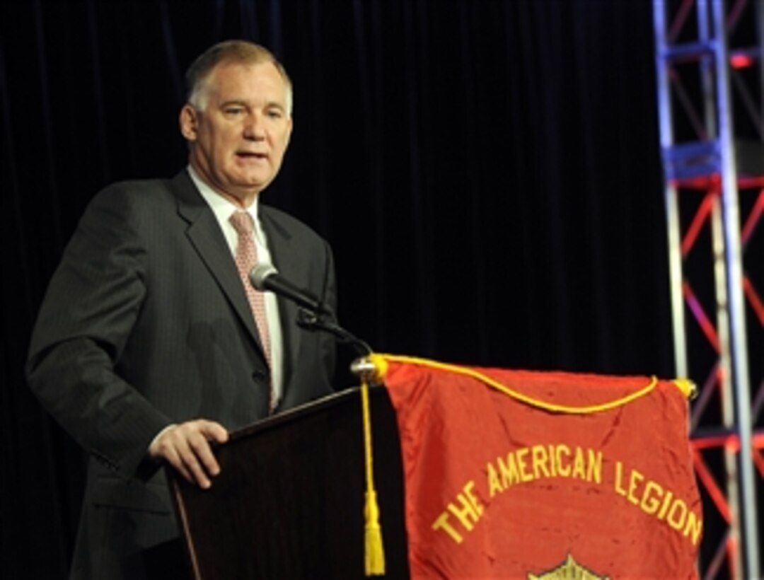 Deputy Secretary of Defense William J. Lynn III gives his remarks during the 2010 American Legion Commanders Call in Washington, D.C., on Mar. 2, 2010.  