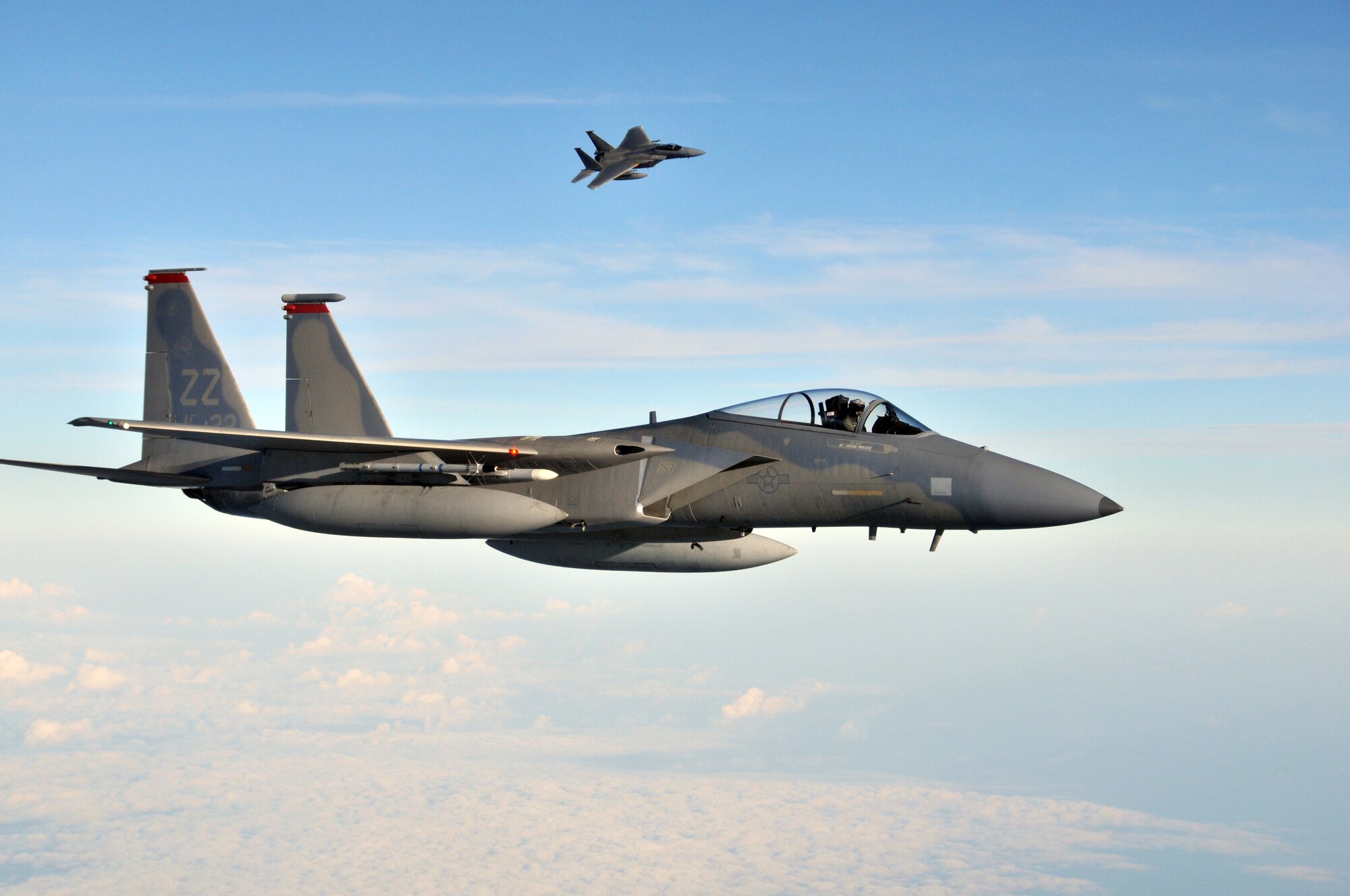 F-15C Eagles from the 67th Fighter Squadron at Kadena Air Base, Japan, participate in bilateral training with other U.S. forces and the Japan Air Self Defense Force Feb. 25, 2010. (U.S. Air Force photo/Tech. Sgt. Angelique Perez)