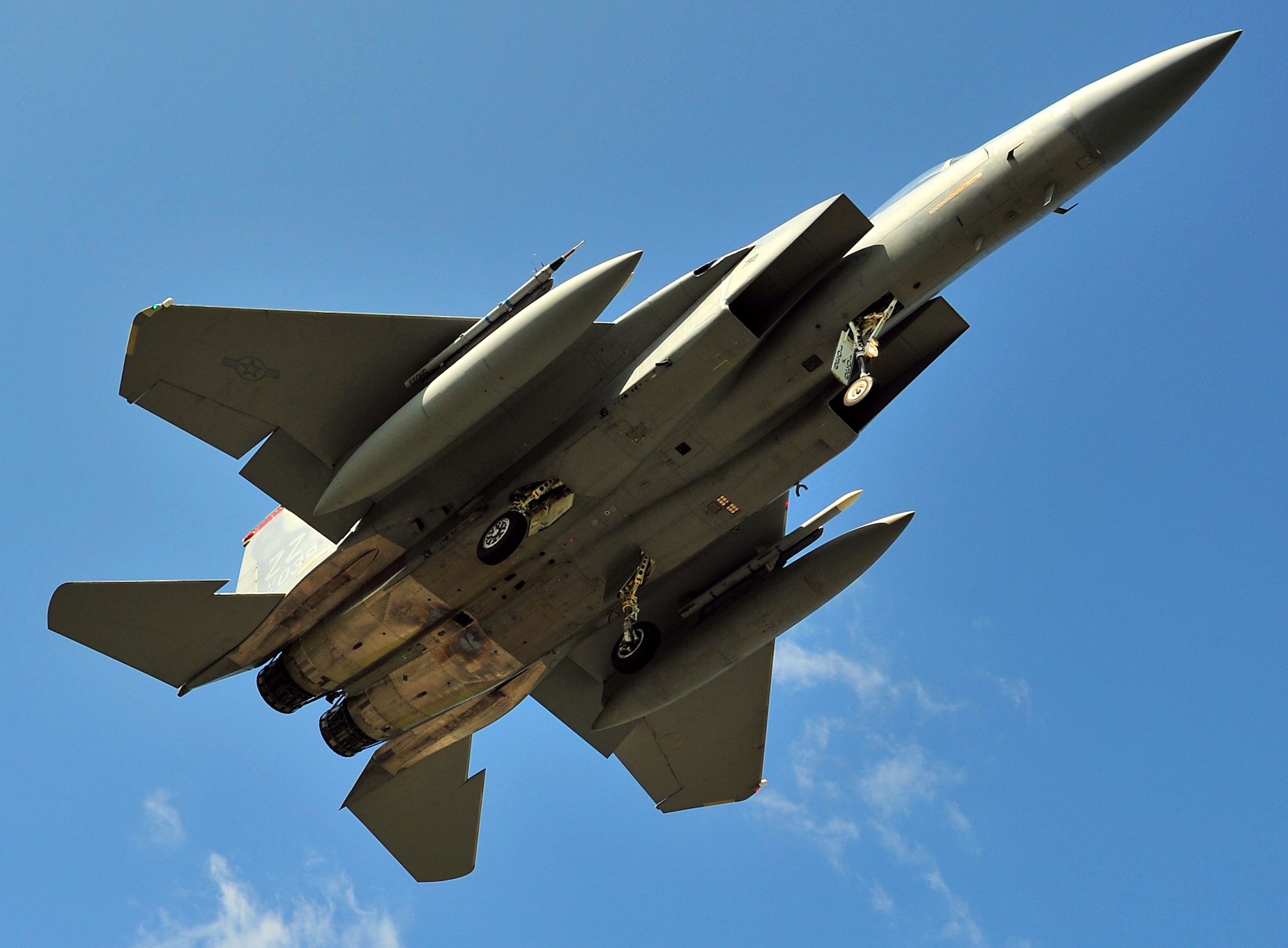An F-15C Eagle prepares to land Feb. 23, 2010, at Kadena Air Base, Japan. Kadena Airmen were participating in joint bilateral training with other U.S. forces and the Japan Air Self Defense Force from Feb. 22 to 26.  (U.S. Air Force photo/Tech. Sgt. Rey Ramon)