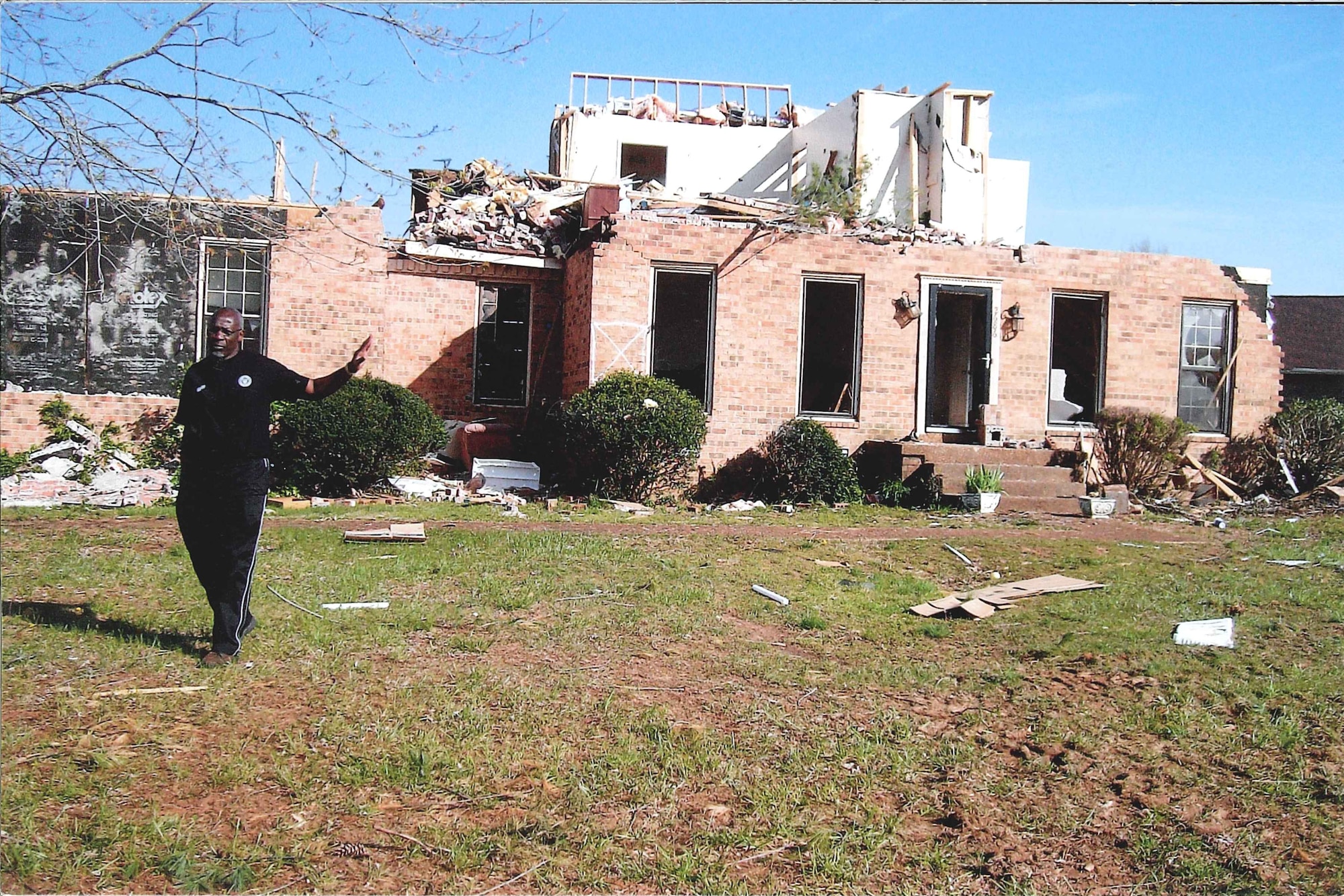 This is all that was left of AEDC employee Art Fuller’s house after the April 10, 2009 tornado. Fuller’s wife Debra was hiding in the upstairs part of the house during the storm – this is all that was left of that portion of the house. (Photo provided)