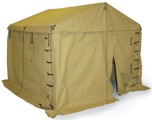 AFRL teamed with North Carolina State University and Armacell, LLC, to develop a cost-effective method for manufacturing better military tents.  The materials integration approach results in a well-insulated, fire-resistant tent (demonstrator shown) that is lighter-weight, less expensive, and more durable than tents made from conventional fabrics. (AFRL image) 