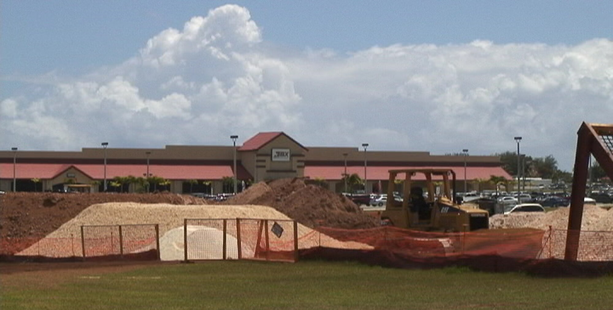 ANDERSEN AIR FORCE BASE, Guam - Naval Facilities Marianas contractors perform re-alignment construction on Arch light Memorial park here on Mar. 3. Construction is projected to be completed sometime in July. (U.S. Air Force photo by Senior Airman Vanessa Fuentes) 