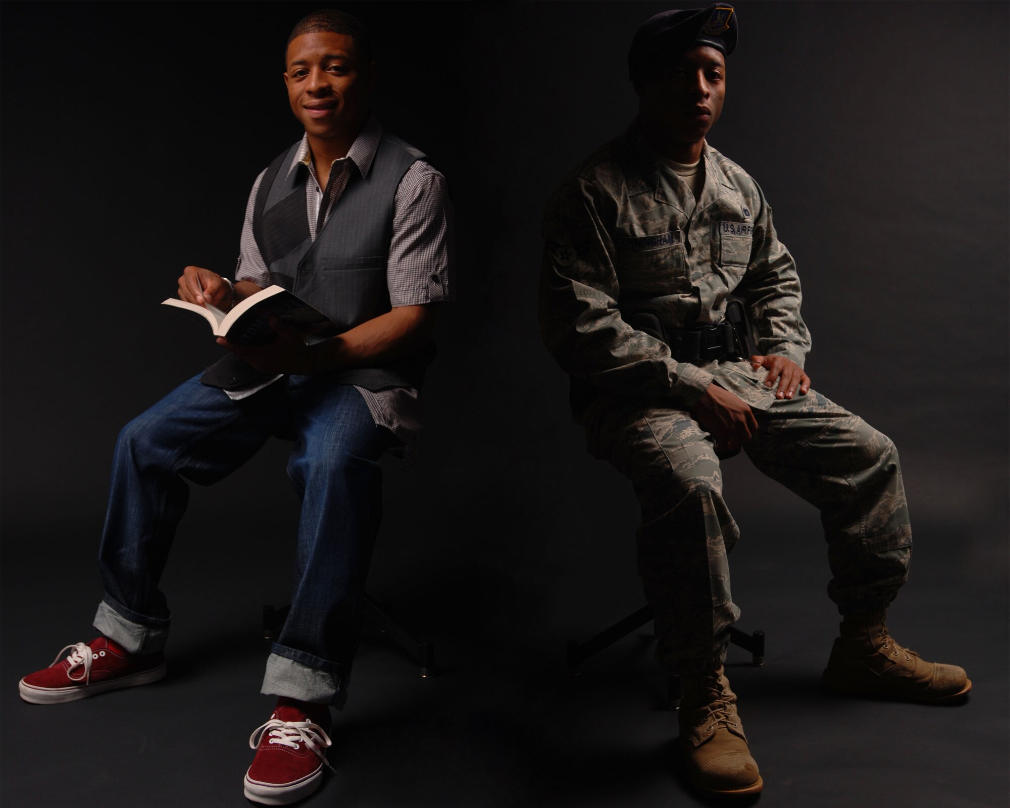 Airman 1st Class Tiras Cunningham, 15th Security Forces Squadron controller, is this week's Hickam Warrior. (U.S. Air Force photo illustration/Senior Airman Gustavo Gonzalez)