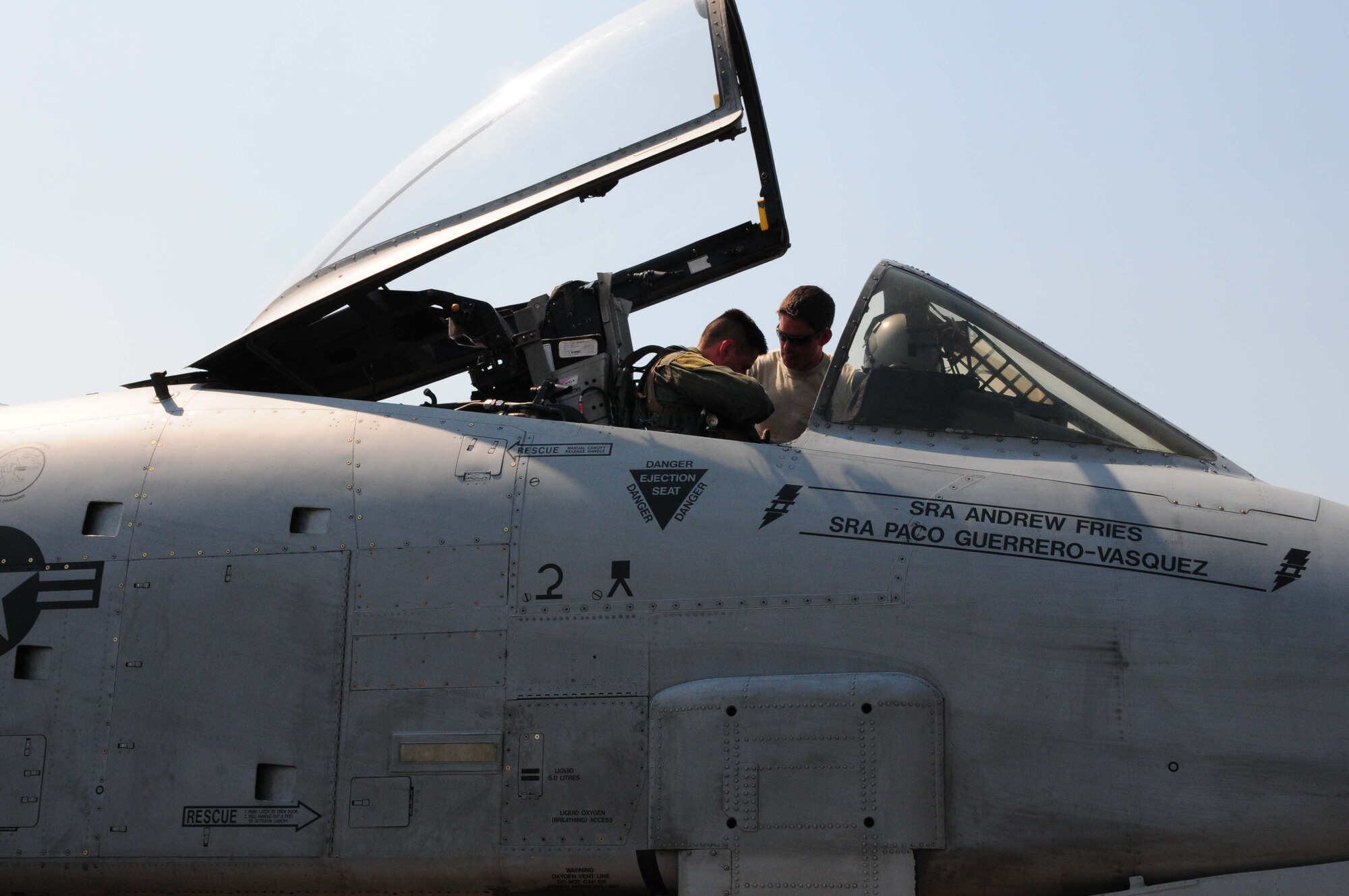 Capt. Matthew Lackey straps in to an A-10 Thunderbolt II prior to flying the first A-10 mission of Cope Tiger 2010 at Udon Thani Royal Thai Air Force Base, Thailand, on March 4. Captain Lackey is deployed to the exercise from the 25th Fighter Squadron at Osan Air Base, South Korea.  His squadron is participating in the annual, multilateral field training exercise involving the U.S. Air Force, Royal Thai Air Force and Army, and the Republic of Singapore Air Force March 1-12.  (U.S. Air Force photo/Capt. Genieve David)