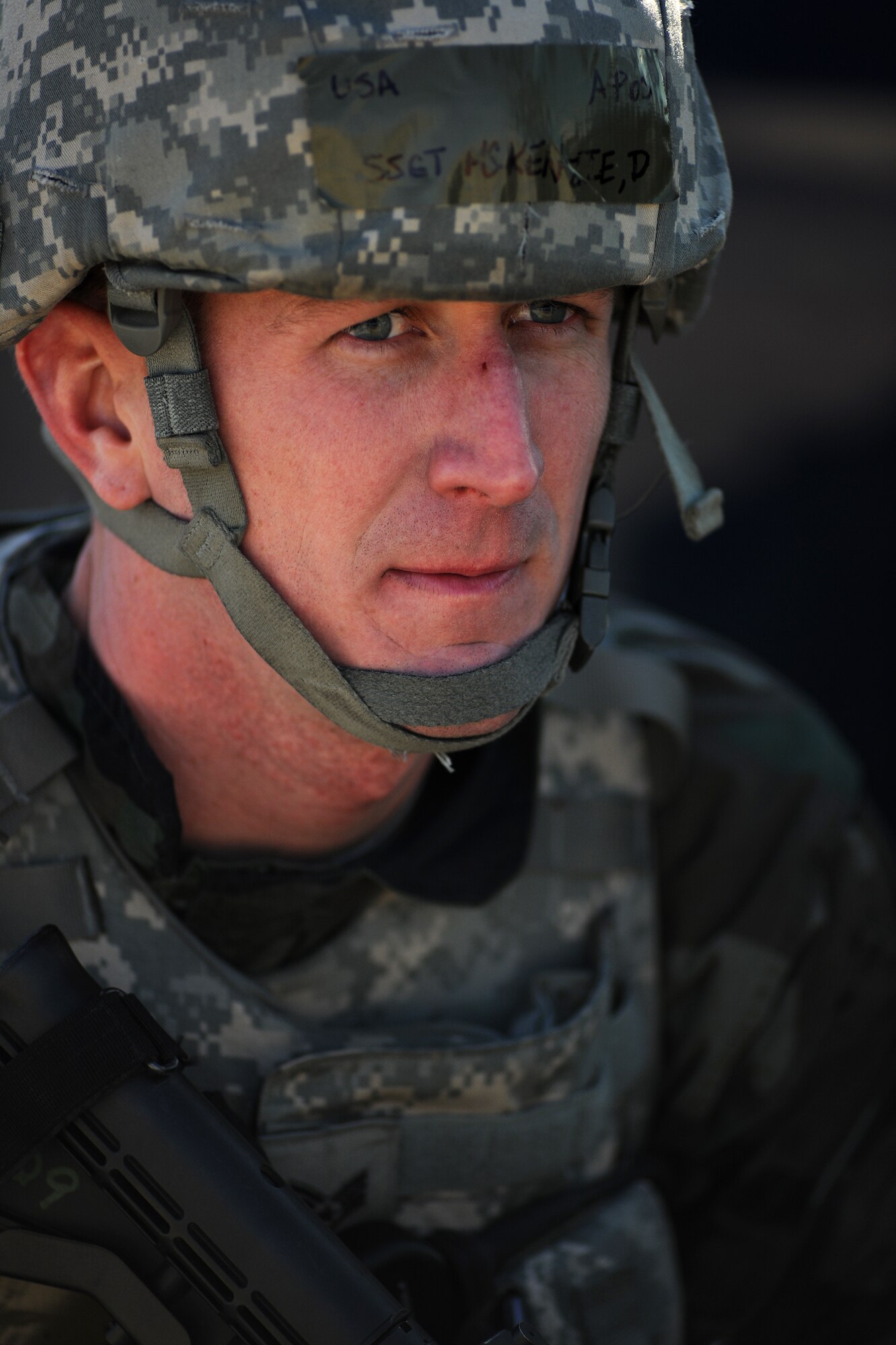 SPANGDAHLEM AIR BASE, Germany – Staff Sgt. Donald McKenzie, 52nd Security Forces Squadron, scans the horizon for an enemy infiltrator after reports of simulated sniper fire came across the radio during Operation Saber Crown 10-04 here March 3. Members of the 52nd Fighter Wing participated in the Phase II exercise to evaluate the wing’s ability to operate in a chemical, biological, radiological, nuclear and explosive environment and to prepare the wing for the NATO force evaluation this summer. (U.S. Air Force photo/Senior Airman Nathanael Callon)