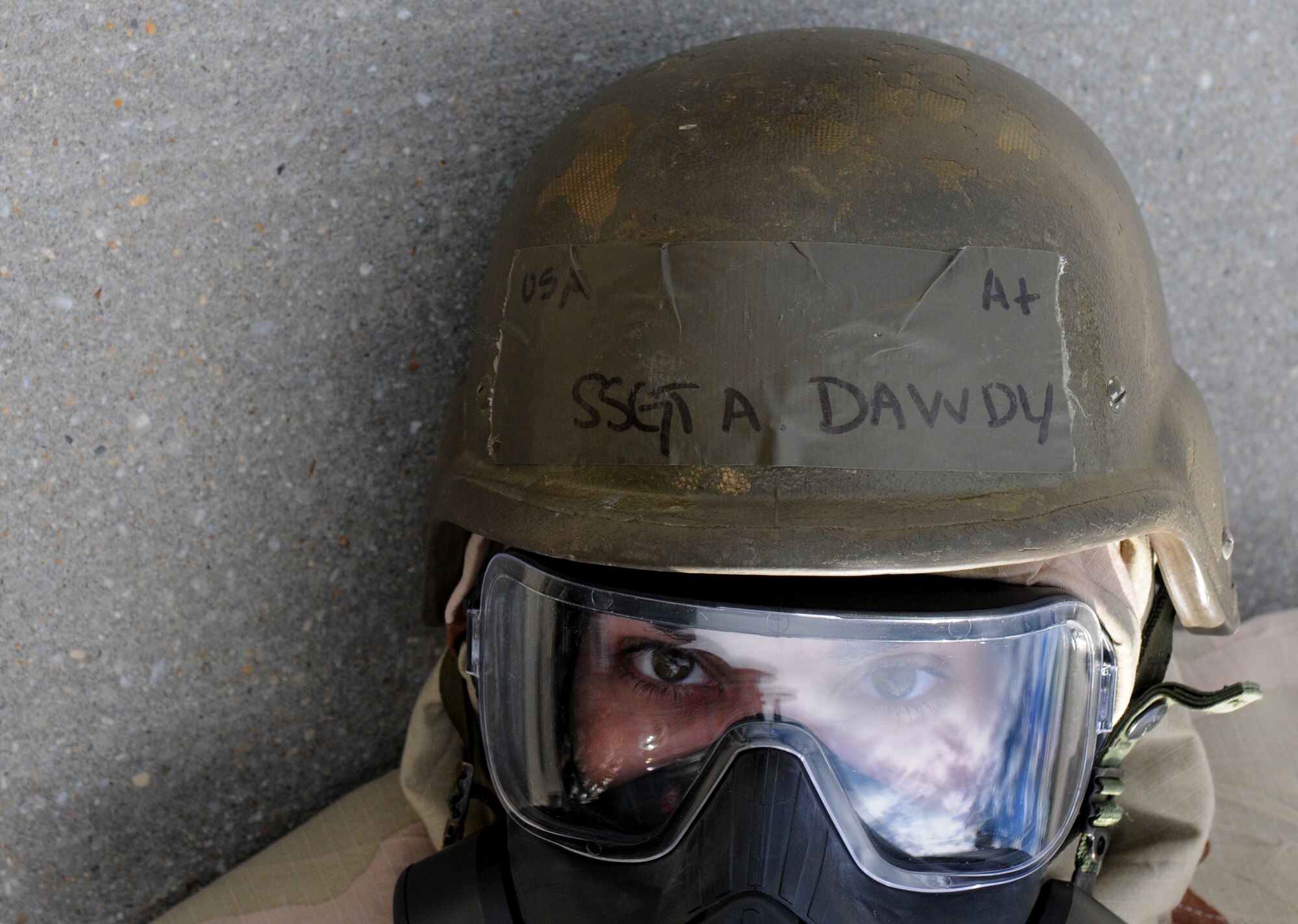 SPANGDAHLEM AIR BASE, Germany – Staff Sgt. Amanda Dawdy, 52nd Logistics Readiness Squadron, waits in a simulated bunker during Operation Saber Crown 10-04 March 1. The Phase II exercise evaluated the wing’s emergency response and Chemical, Biological, Radiological, Nuclear, and Explosive procedures to prepare for the upcoming NATO force evaluation. (U.S. Air Force photo/Airman 1st Class Staci Miller)