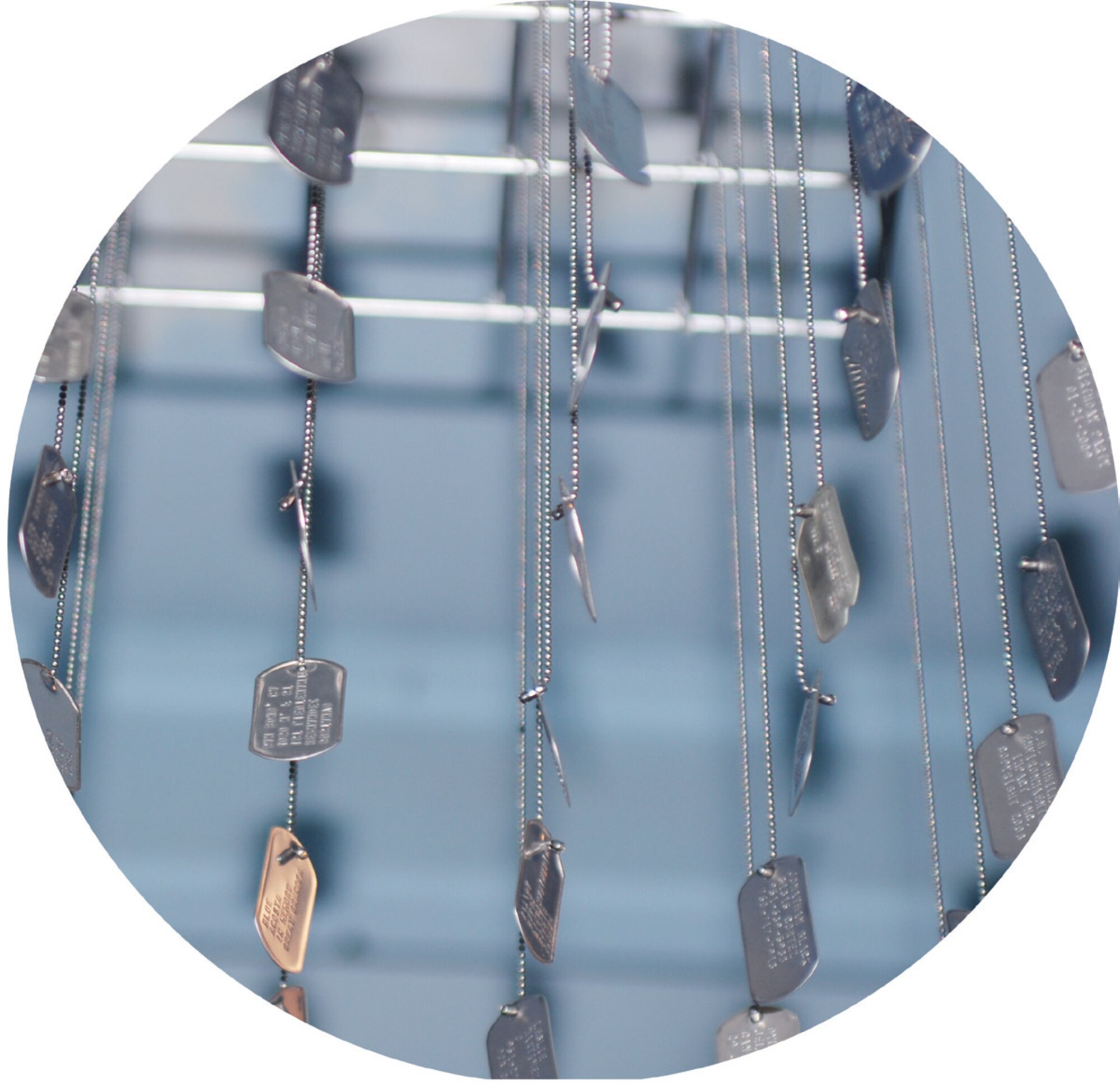 Dog tags hang from the ‘Legacy of Freedom Ceiling’ exhibit at March Field Museum. The museum has a goal of filling its entire entryway with dog tags. ( U.S. Air Force photo by Staff Sgt. Megan Crusher)