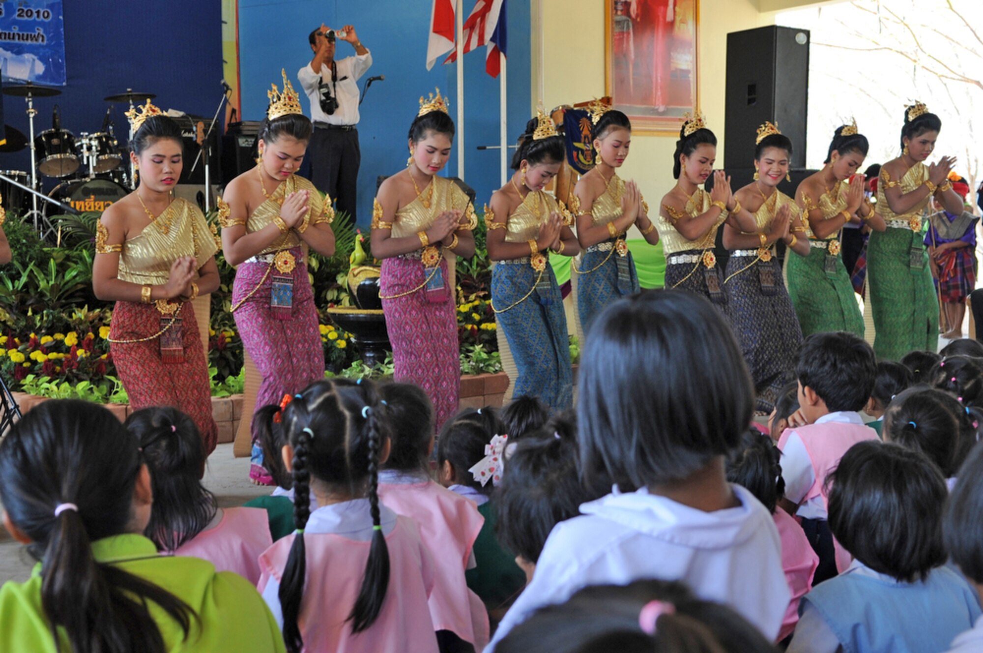 Performers entertain onlookers during a Cope Tiger 2010 community relations event March 4, 2010, at the Bau Nong Sroung School in Thailand (U.S. Air Force photo/Tech. Sgt. Cohen A. Young)