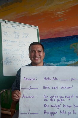 Senior Master Sgt. Ray Arceo, 44th Aerial Port Squadron, started a nonprofit organization devoted to educating children and their parents about the Chamorro culture. He hopes to encourage families to speak Chamoru in their homes and keep the language and culture alive. (U.S. Air Force Photo/Master Sgt. Daniel Nathaniel)
