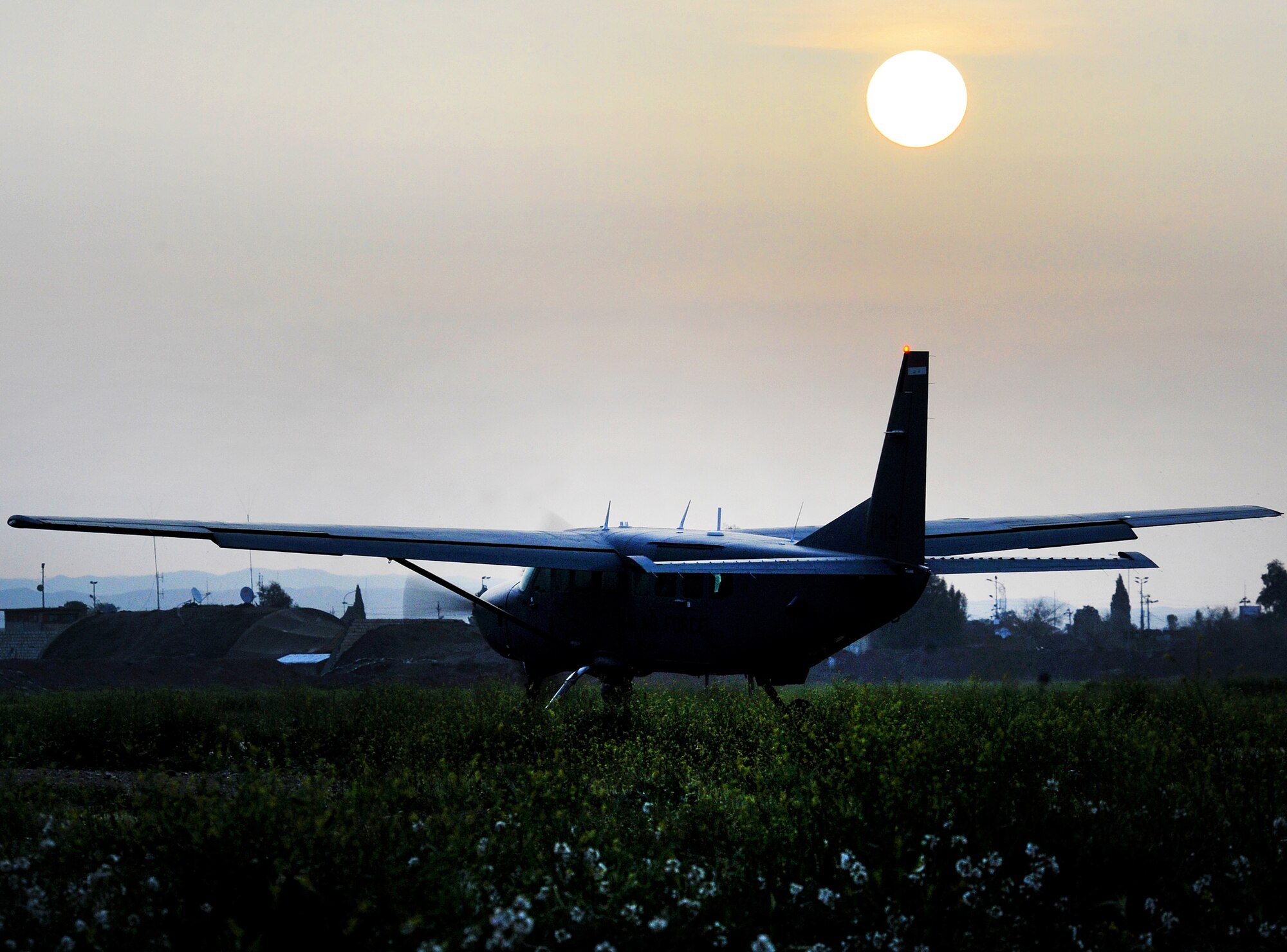 Iraqi air force Squadron 3 launches all six of their aircraft from Kirkuk Regional Air Base, Iraq on March 5, 2010.  This launch is a surge flight operation in support of the upcoming national Iraqi elections on March 7.  This week marks the first time the Iraqi air force will fly an all-Iraqi effort in intelligence, surveillance and reconnaissance in support of an Iraqi election.  (U.S. Air Force photo/Staff Sgt. Tabitha Kuykendall/Released)
