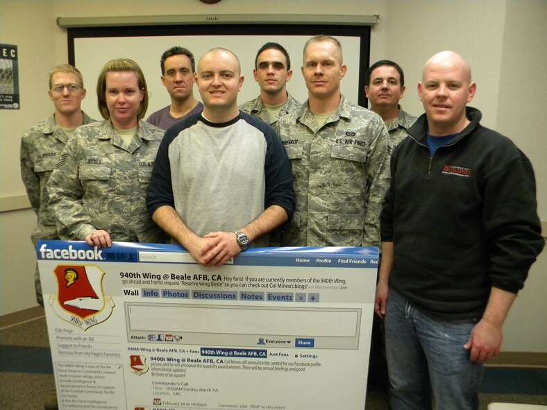 Eleven Reservists were in-processed to the 940th Wing during the March UTA. The wing's newest members include Senior Airman Ronald Allhouse, Tech. Sgt. Daniel Ellis, Airman 1st Class Loren Freeman, Staff Sgt. Tommy Hubbs, Airman 1st Class Juan Martinez-Gutierrez, Senior Airman Philip Mosley, Staff Sgt. Benjamin Pope, Senior Airman Kevin Porter, Tech. Sgt. Teresa Sykes, Airman 1st Class Scott Whitaker, Staff Sgt. Austin Wilson.