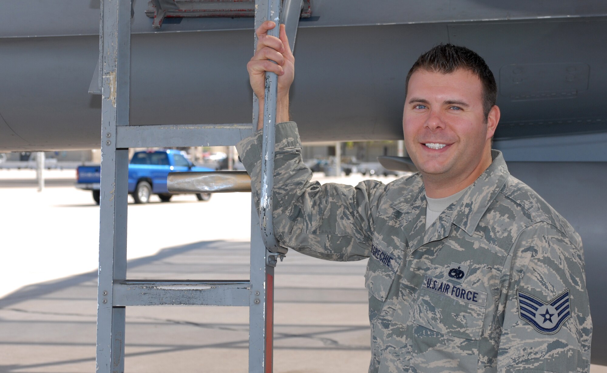 Staff Sgt. Paul Degrechie, 56th Maintenance Operations Squadron quality assurance inspector, has been chosen to be a member of the Thunderbirds. (U.S. Air Force photo by Airman 1st Class Sandra Welch)