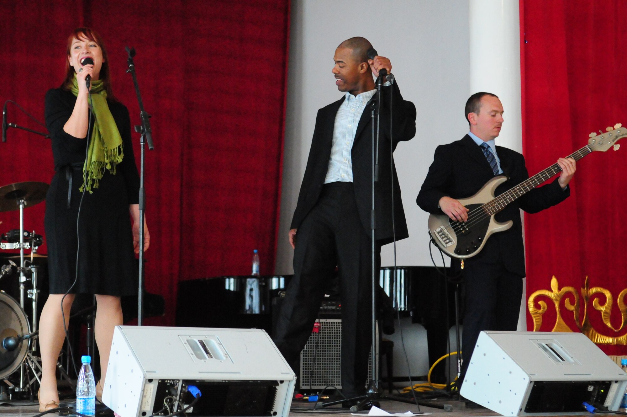 Members of the U.S. Air Forces Central Public Affairs band “Reserve Generation” perform at the Kurenkeyev College of Music, Bishkek, Kyrgyzstan, March 5, 2010. The band stopped at the Transit Center at Manas on a tour throughout the area of responsibility, where they perform for military members and civilians in the local area. (U.S. Air Force photo/Senior Master Sgt. Mike Litsey/Released) 