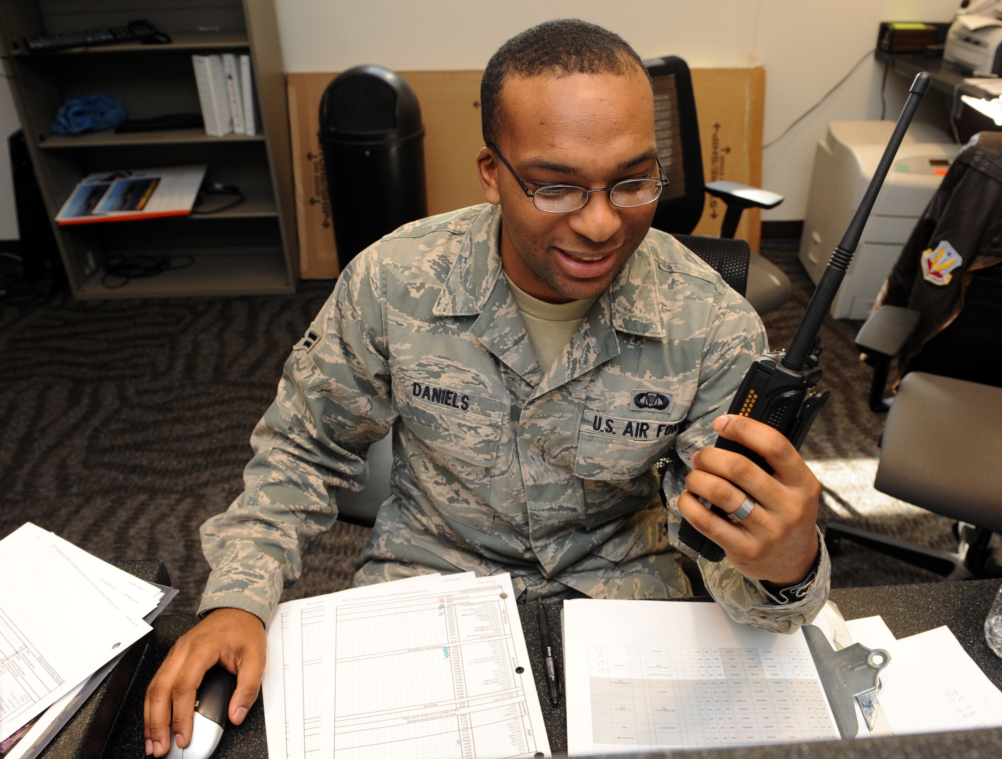 MOUNTAIN HOME AIR FORCE BASE, Idaho -- Airman 1st Class Brandon Daniels serves as the 391st Fighter Squadron aviation resource manager apprentice. (U.S. Air Force photo by Airman 1st Class Debbie Lockhart)