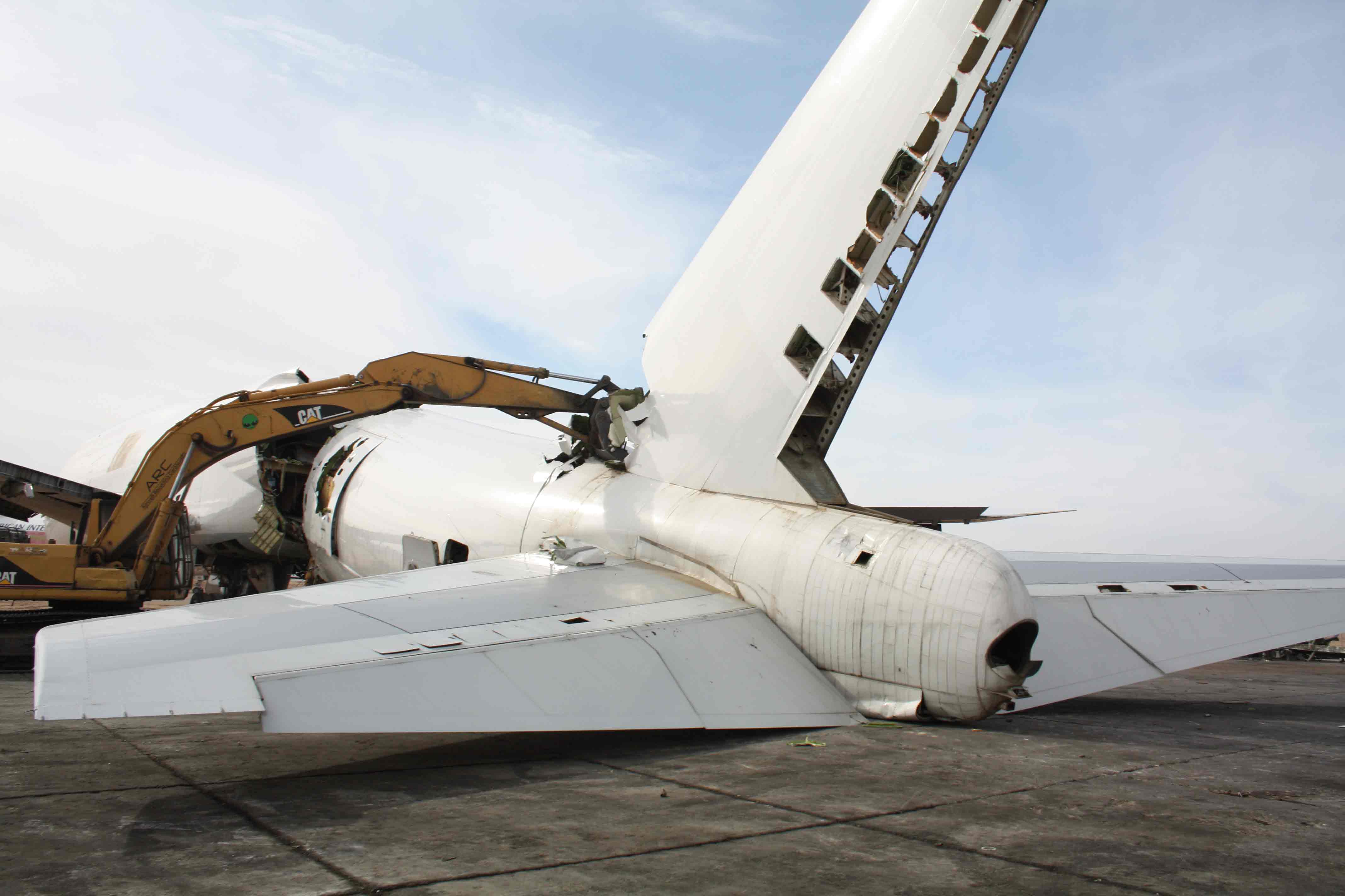 A Boeing 747 cargo plane was demolished for recycling this month by the