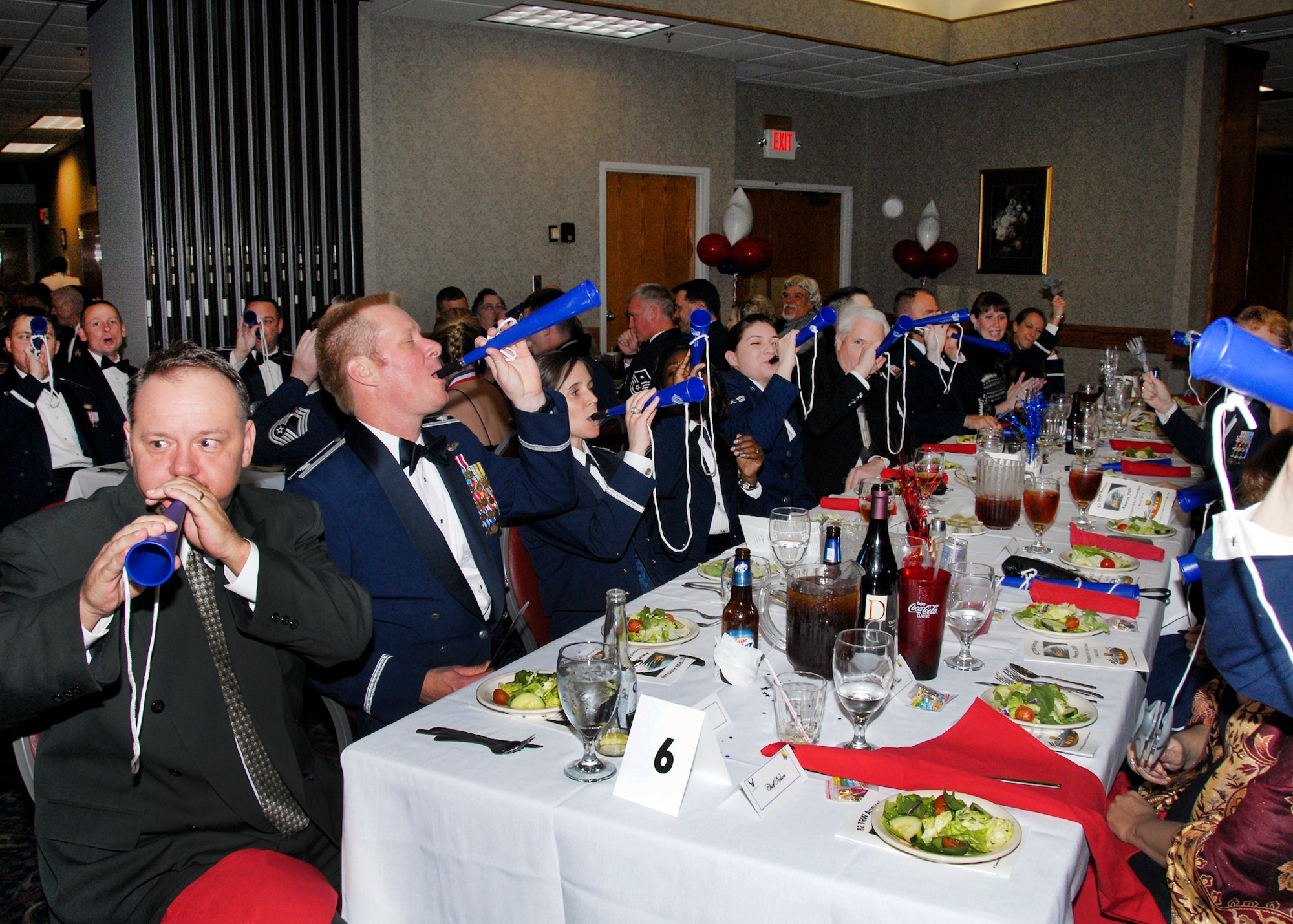 Team Sheppard celebrates the winners of 82nd Training Wing Annual Awards during a banquet March 5. Although only 14 of about 70 nominees were selected as the best in their perspective category, all of the wing's members were winners for contributing to the mission and accomplishing the 78,000 graduates in more than 100 specialties at more than 50 different locations around the world in 2009. (U.S. Air Force photo/Harry Tonemah) 