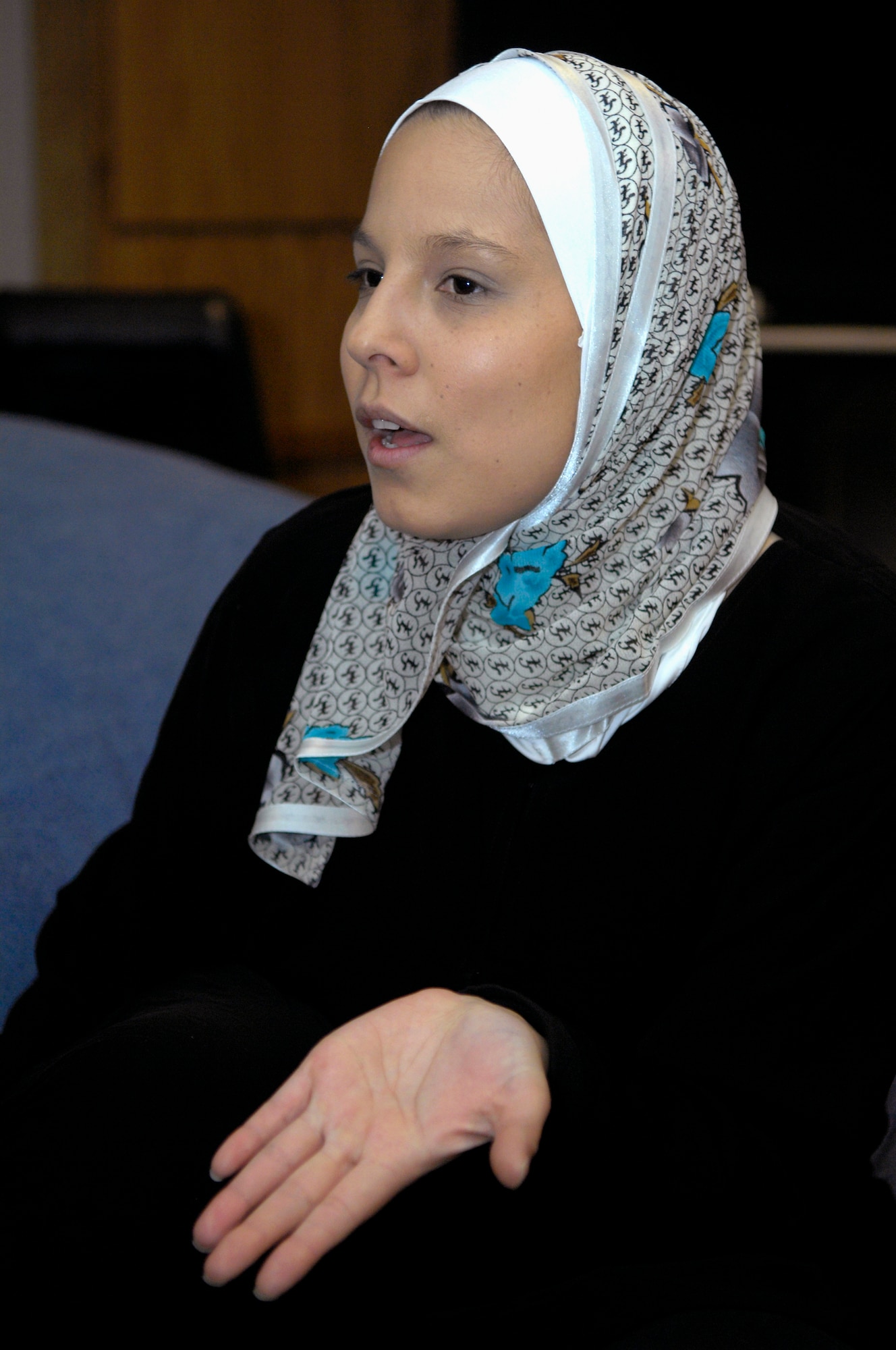 MINOT AIR FORCE BASE, N.D. -- Airman 1st Class Ashley Avecilla, 5th Bomb Wing Public Affairs photographer, teaches a group of Airmen the basics of Islam during her “Introduction to Islam” class, which was held in the base community center at 5:30 p.m. Mar. 2. (U.S. Air Force photo by Senior Airman Benjamin Stratton)