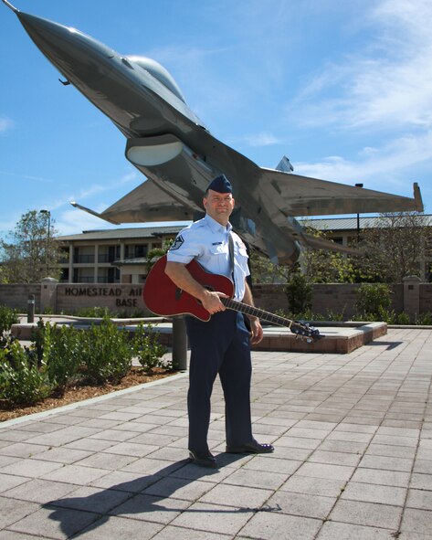 Master Sgt. Robert Clark, 482nd Operations Group First Sergeant, earned his spot with the prestigious U.S. Air Force Tops In Blue after attending the Worldwide Talent Search competition at Lackland Air Force Base, Texas in January.  Master Sgt. Clark received official notification that he made the team on Feb 16. (U.S. Air Force photo/Ian Carrier) 