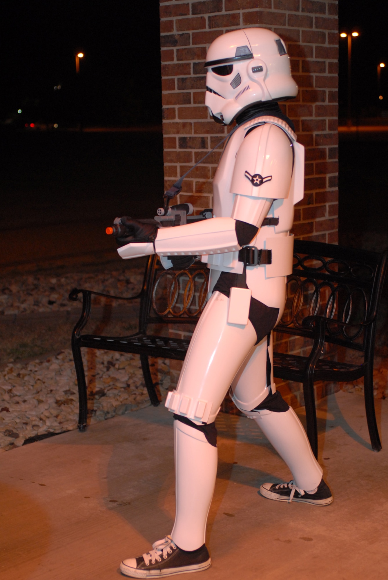 GOODFELLOW AIR FORCE BASE, Texas -- An Airman from the 315th Training Squadron dresses as a storm trooper for the mini Star Wars convention at the Crossroads, March 5, 2010. (U.S. Air Force photo/Staff Sgt. Laura R. McFarlane) 