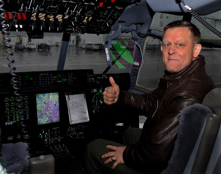 Lt. Gen. Frank Gorenc, 3rd Air Force commander, gives a thumbs up during his acceptance inspection March 2 of aircraft number 8609, the 11th C-130J to join Ramstein Air Base’s fleet. The general accepted the aircraft at the Lockheed Martin plant in Marietta, Ga., and flew the plane back to Ramstein.  The new C-130Js provide Ramstein’s 37th Airlift Squadron with more payload capability, greater range, and additional combat airpower for U.S. European Command and U.S. Africa Command. (Photo courtesy Lockheed Martin)