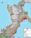 Tsunami threat areas for military installations on Okinawa. Red areas are below 30 feet in elevation, yellow is below 60 feet and green is 100 feet or less. (Courtesy graphic)