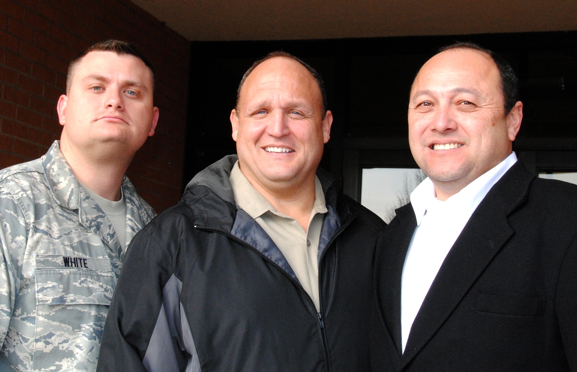 From left, Tech. Sgt. Richard White, Chris Christopherson, Angel Dominguez and (not pictured) Chaplain (Capt.) Randy Sellers, were named Warriors of the Week for their efforts in organizing military honors for the funeral of an active duty Airman from Little Rock AFB, Ark. (U.S. Air Force photo/ Joe B. Wiles)