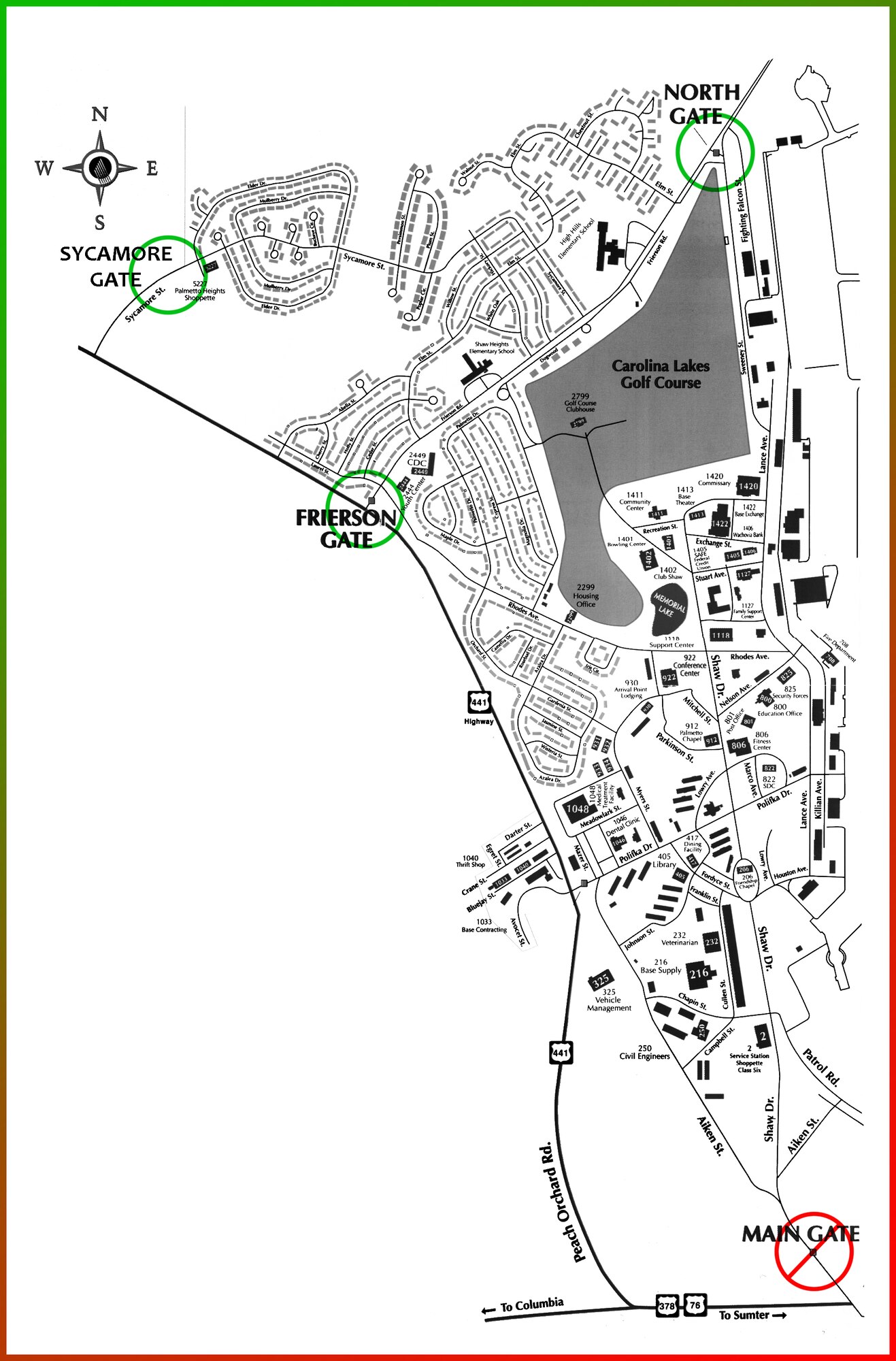 Shaw AFB Gate Closure map