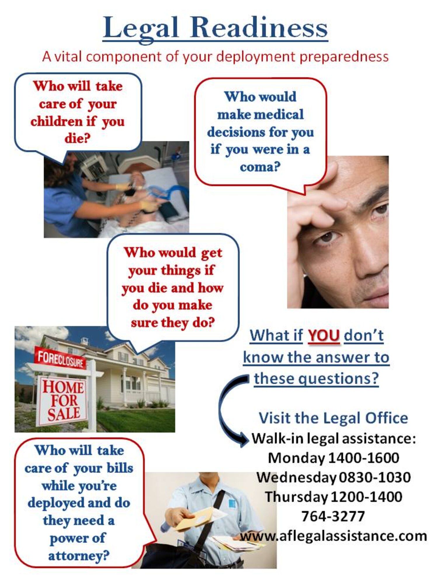 LANGLEY AIR FORCE BASE, Va. -- The 633d Air Base Wing Judge Advocate Office offers legal assistance in several areas to ensure Airmen are combat ready. Some of the legal documents available at the office are wills, powers of attorney, living wills and claims. (Courtesy photo)