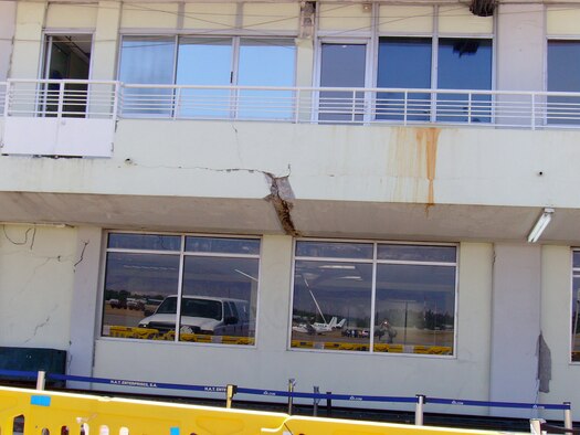 Damage to the Port au Prince airport from the Jan. 12 magnitude 7.0 earthquake that hit the island nation of Haiti. Tech. Sgt. Kyle Boles, a flight safety NCO at Vance AFB was deployed to Haiti Feb. 7 to help organize the safety program at the airport. (U.S. Air Force photo/ Tech. Sgt. Kyle Boles)