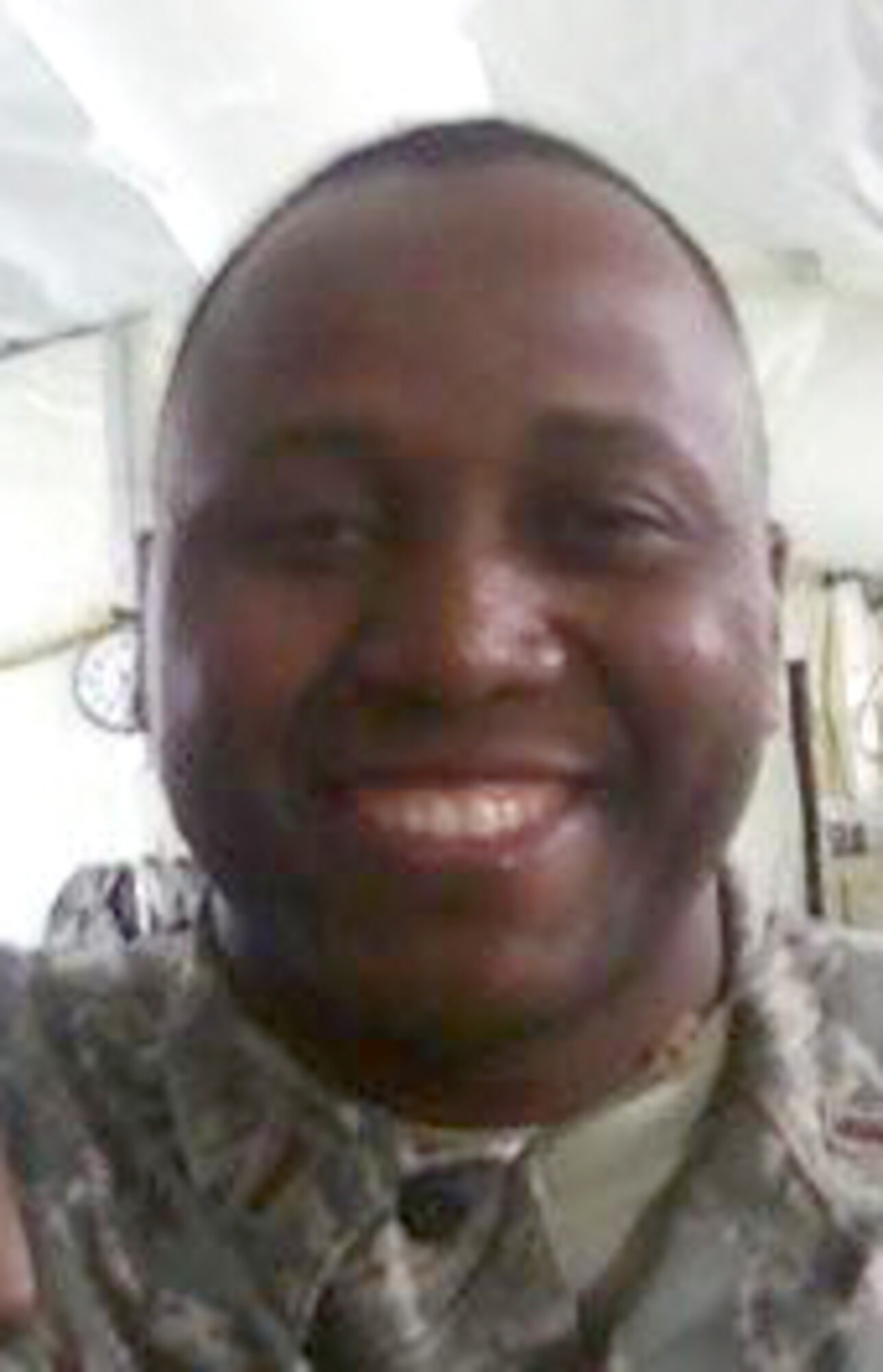 Second Lt. Patrick Mudimbi, a bio-environmental engineer from the 81st Aerospace Medicine Squadron at Keesler, is acting as a translator at the EMEDS facility.  (Courtesy photo)