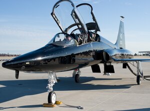 LANGLEY AIR FORCE BASE, Va. - Capt. Penn Brown (front), 49th Fighter Wing Aircrew Flight Equipment officer, Holloman Air Force Base, N.M., and Gen. William M. Fraser III (back), commander of Air Combat Command, Langley AFB, Va., conduct a pre-flight inspection in a T-38A Talon March 5.  Later in March, ACC will establish a site-area task force to explore the possibility of expanding the training program beyond Holloman. (U.S. Air Force photo/Staff Sgt. Barry Loo)