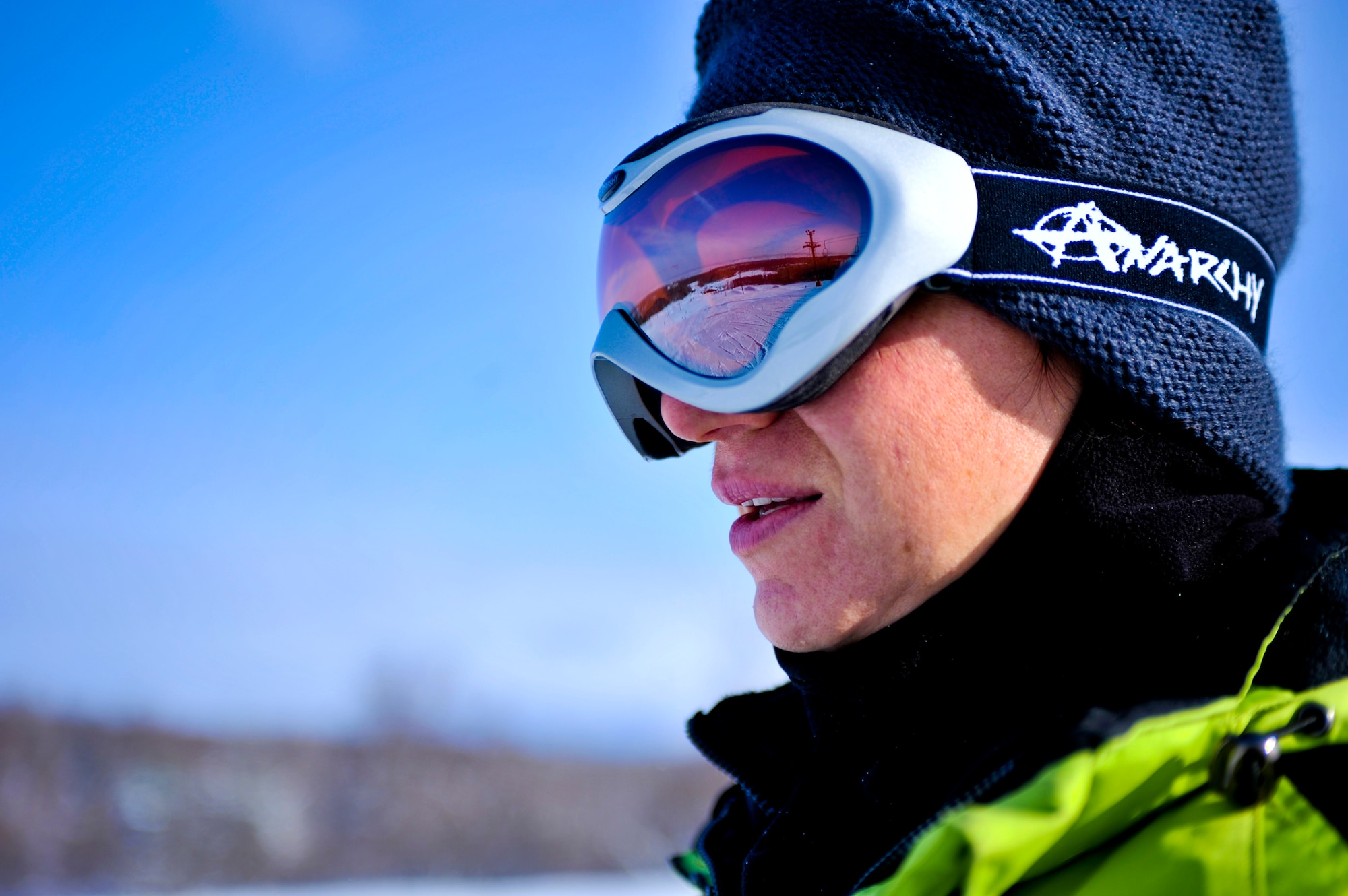 ELMENDORF AIR FORCE BASE, Alaska – Janine Townsend prepares to ski down Elmendorf’s Hillberg ski area March 11. Townsend and her daughter spent part of the day at the recreation area as March 8-12 was spring break for most of the schools in and around Elmendorf. (Air Force photo/Airman 1st Class Christopher Gross)