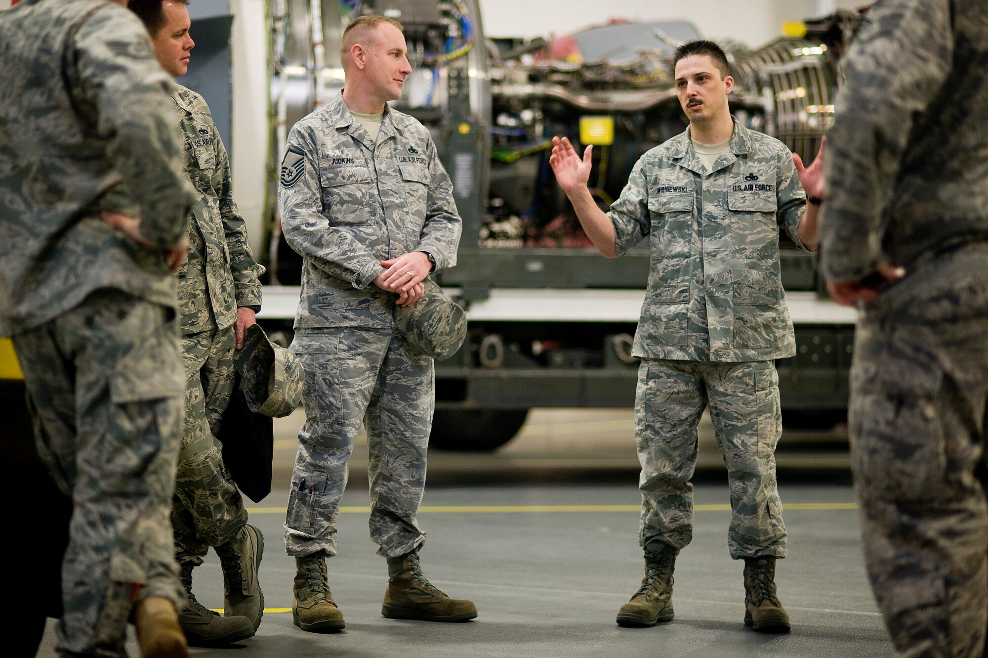 Master Sgt. Micahel Wisniewski, 62nd Maintenance Squadron, outlines competition rules for team members during a briefing March 12. (U.S. Air Force Photo/Abner Guzman)

