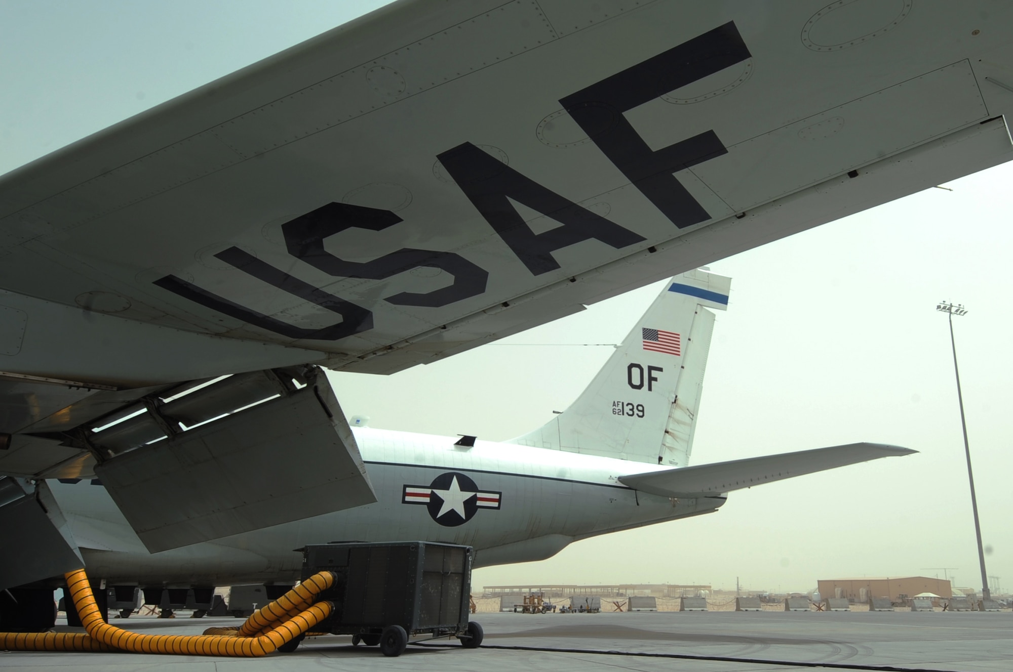 RC-135V/W Rivet Joint tail number 139 surpassed 50,000 flight hours March 4, 2010 at a non-disclosed Southwest Asia location. The aircraft is only the second of its kind to reach this mark since the airframe first took flight in 1962.The RC-135 is a reconnaissance aircraft used to support theater- and nationa-level intelligence needs with near real-time on-scene collection, analysis and dissemination capabilities. (U.S. Air Force photo by Tech. Sgt. Michelle Larche)