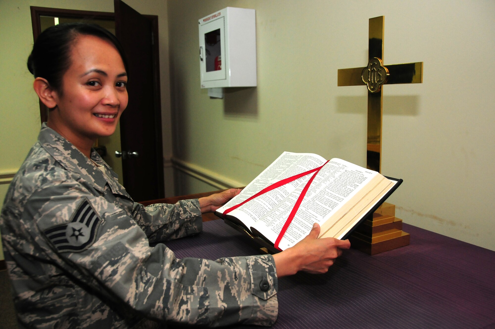 U.S. Air Force Staff Sgt. Riza Miguel, a native of the Philippines, deployed from Beale Air Force Base, Calif., is currently deployed with the 386th Air Expeditionary Wing at an air base in Southwest Asia. (U.S. Air Force photo by Staff Sgt. Lakisha A. Croley/Released)