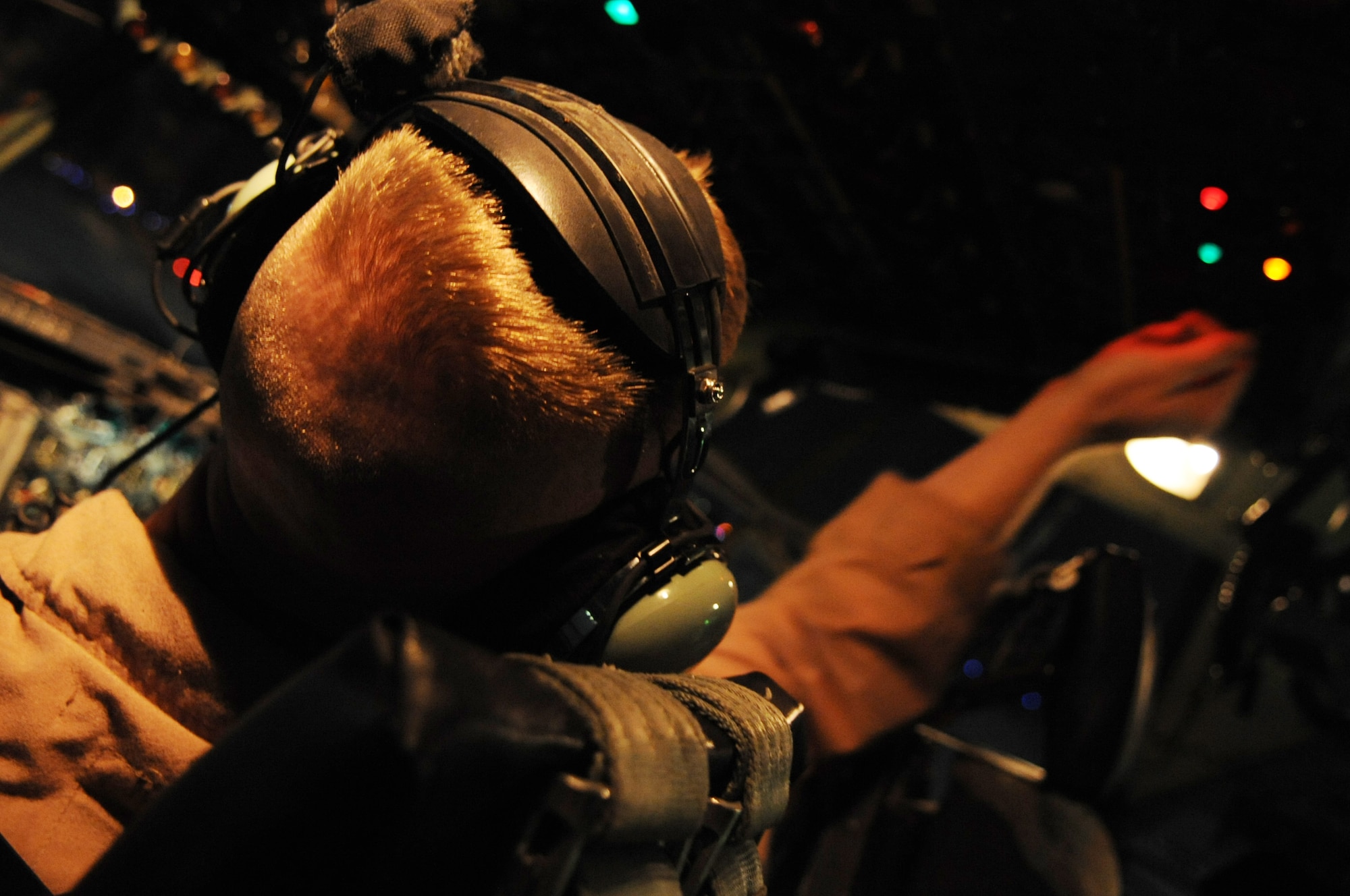 Tech Sgt. John Bohman, 777th Expeditionary Aircraft Maintenance Unit flight engineer, does a pre-flight check of a C-130E before its last combat mission at Joint Base Balad, Iraq, on March 6, 2010. Despite the aircraft’s age, and even though it was heavily flown, tail 9813 was able to achieve a ‘black letter initial’ for zero maintenance discrepancies in 2007. (U.S. Air Force photo/Senior Airman Brittany Y. Bateman/Released)
