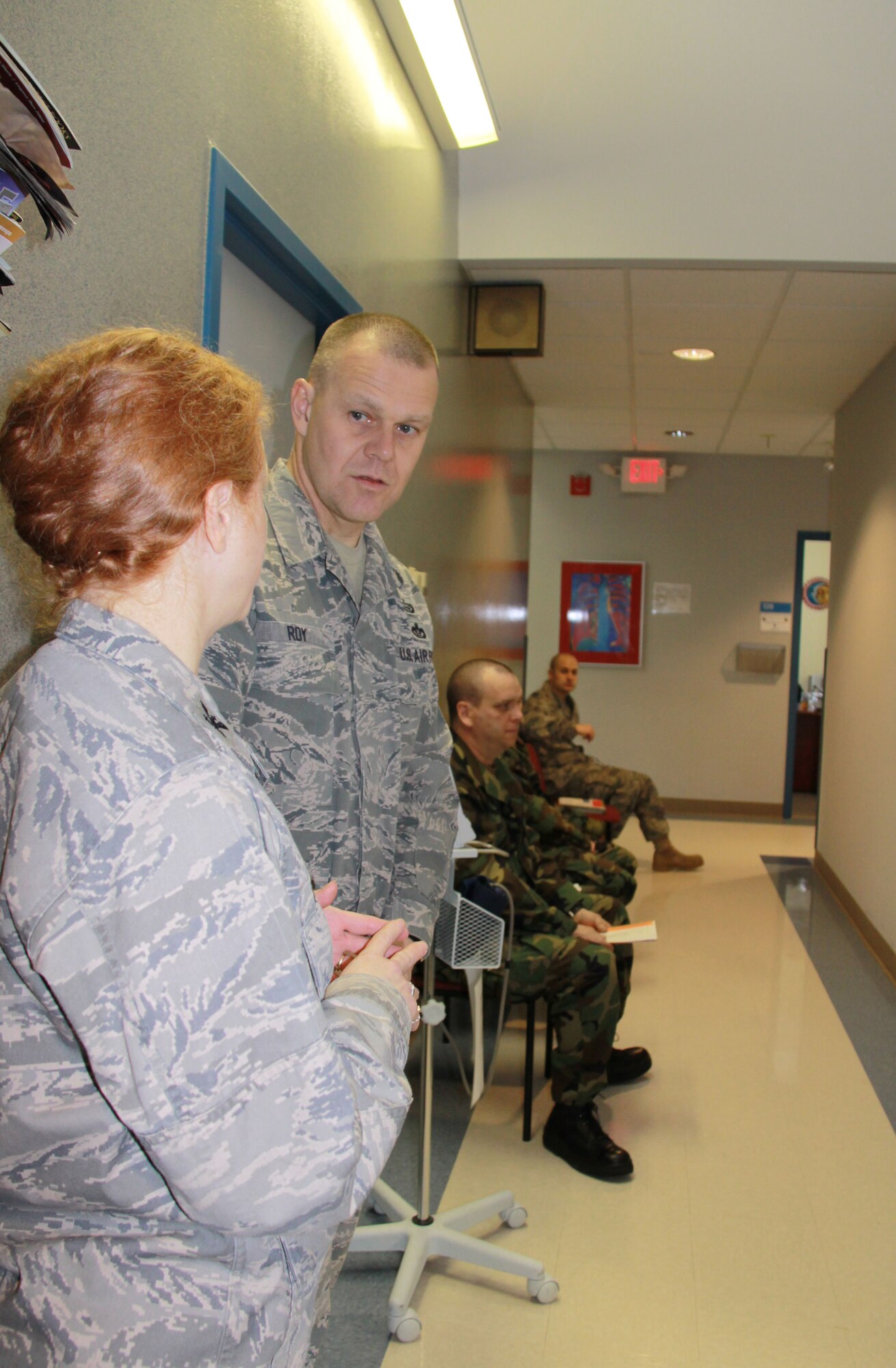 During his first visit to a Air Force Reserve Base, March 6, 2010, the 16th Chief Master Sergeant of the Air Force, James A. Roy, visits the 911th Aeromedical Staging Squadron.