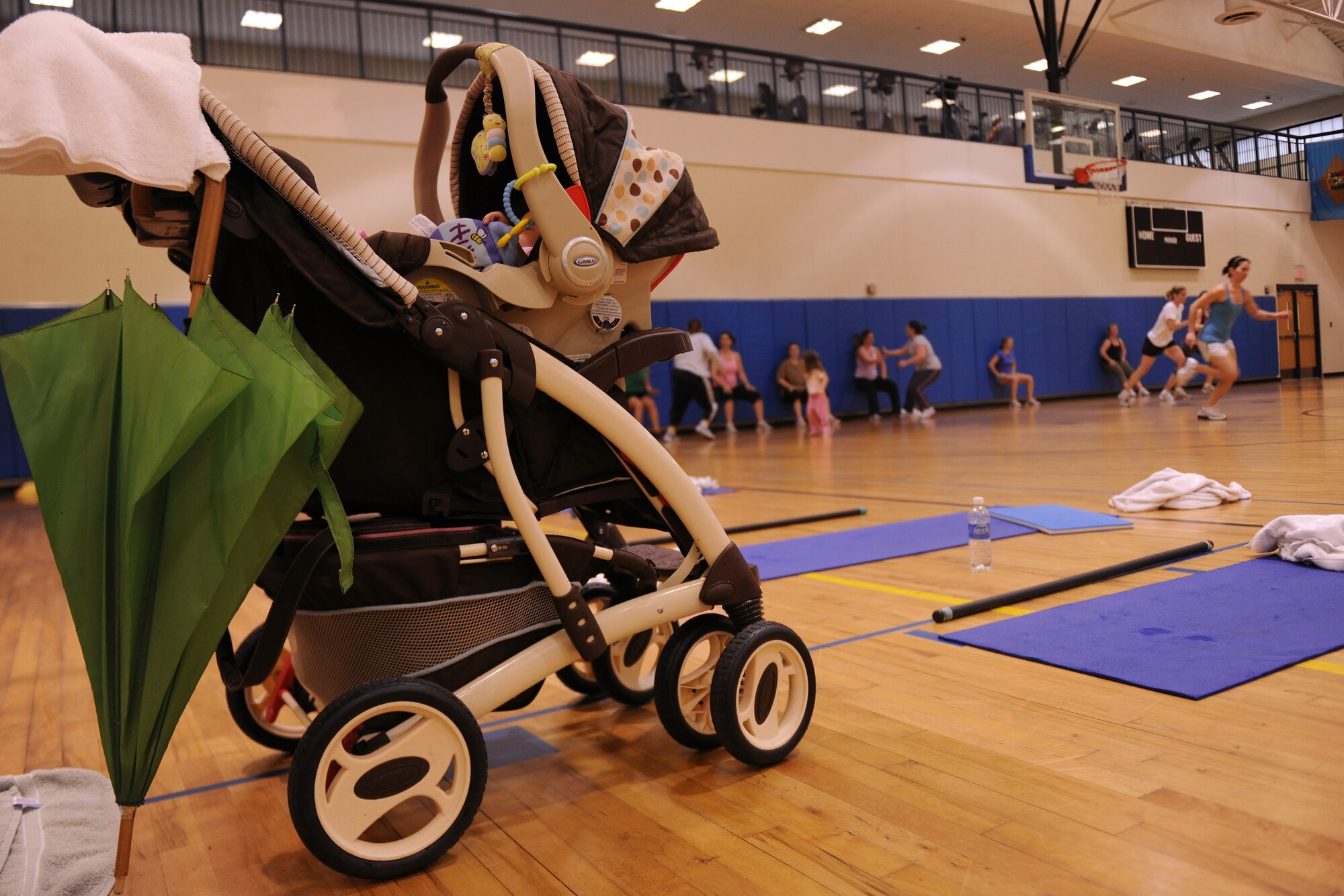 MOODY AIR FORCE BASE, Ga. -- Mommy Boot Camp is an hour-long class that is held Tuesdays and Thursdays at 9 a.m. at the Freedom I Fitness Center. This class incorporates fun activities but also ensures that participants get an intense workout. (U.S. Air Force photo by Airman 1st Class Benjamin Wiseman) 