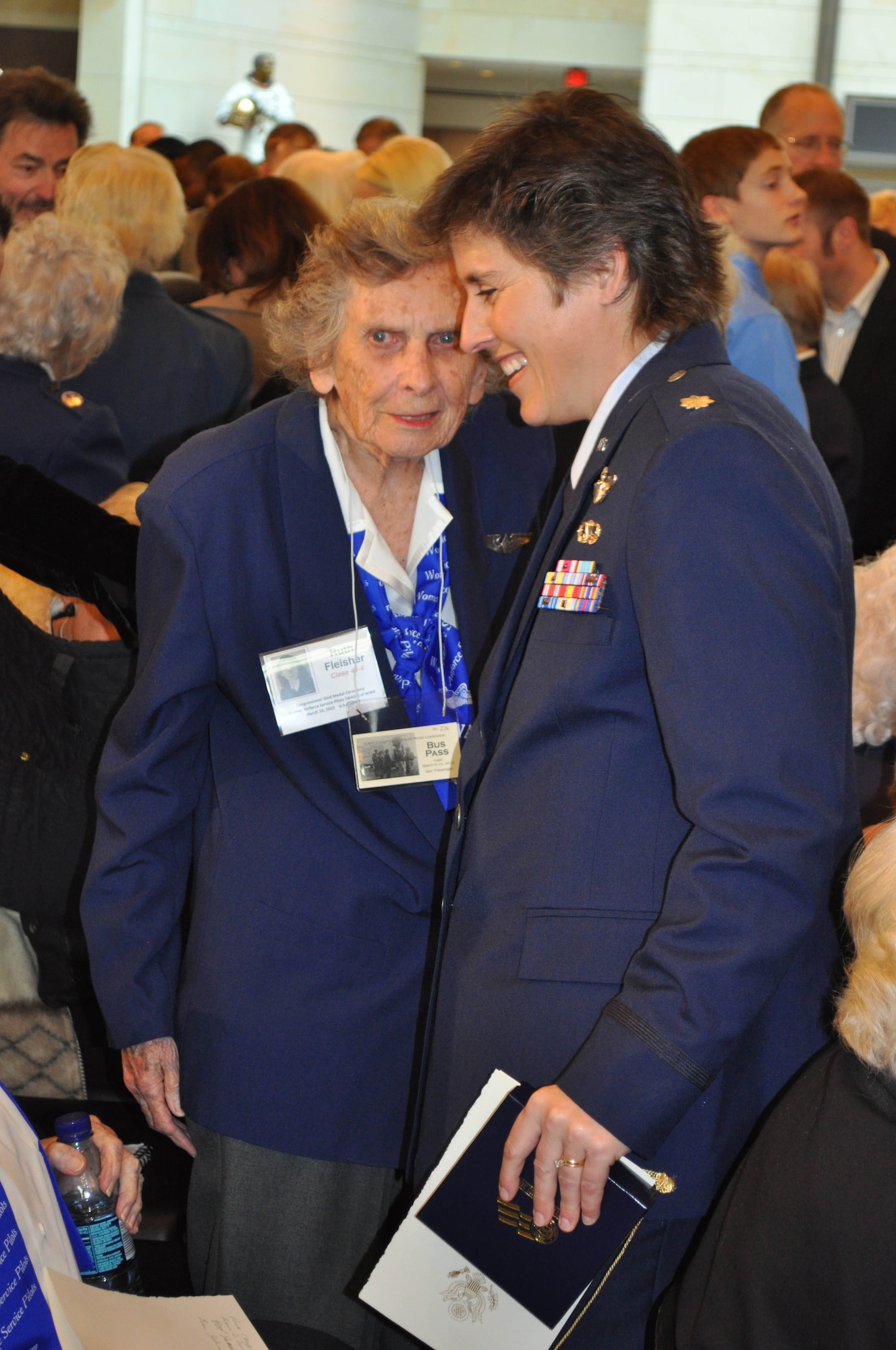 JOINT BASE MCGUIRE-DIX-LAKEHURST, N.J. - Lt. Col. Rhonda Kelly is one of 25 Reserve members here who helped present the Women AirForce Service Pilots with a Congressional Gold Medal during the WASP Gold Medal Ceremony held March 10 on Capitol Hill in Washington, D.C. With less than 300 WASPs alive today, about 180 made the trip to the nation's capitol to receive recognition and thanks for their service performed during World War II. (U.S. Air Force photo/Col. Giordano B. McMullen)