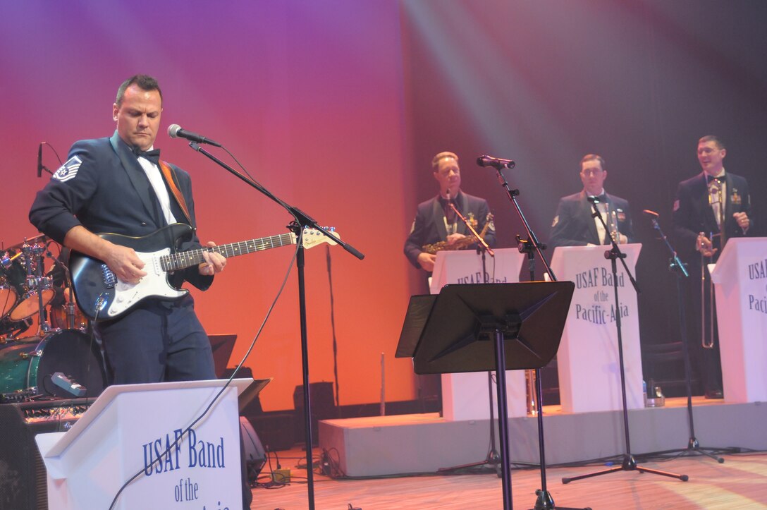 Pacific Trends went on a 10 day road trip to Iwate and Miyagi Prefecture in Japan to perform a “Mega Band” show with members from the USAF Band of the Pacific, Alaska.  The show consisted of rock band with horns for the first half, playing hits from the 60s, 70s, 80s, to include songs from “The Carpenters,” “The Beatles”, and R&B classics, as well as Japanese popular songs.  The inspired crowd danced to the “Twist” and “JB Goode”; all dancers received a copy of Pacific Trends’ latest CD.  These friendship concerts were full of variety, and made a lasting impression on the Japanese public.