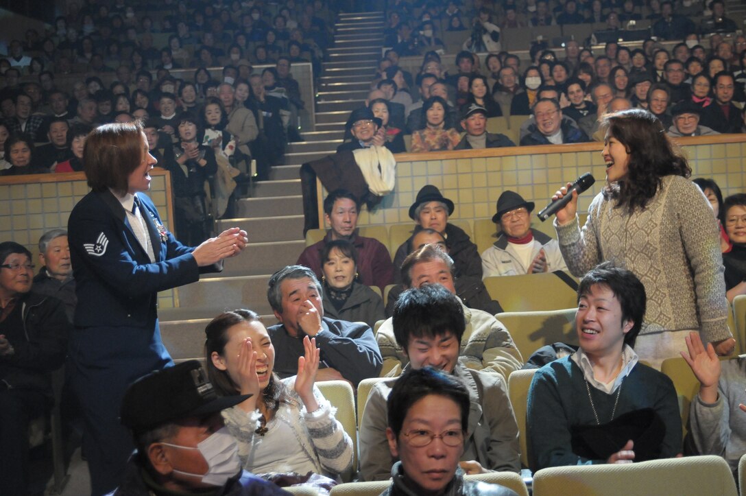 Pacific Trends went on a 10 day road trip to Iwate and Miyagi Prefecture in Japan to perform a “Mega Band” show with members from the USAF Band of the Pacific, Alaska.  The show consisted of rock band with horns for the first half, playing hits from the 60s, 70s, 80s, to include songs from “The Carpenters,” “The Beatles”, and R&B classics, as well as Japanese popular songs.  The inspired crowd danced to the “Twist” and “JB Goode”; all dancers received a copy of Pacific Trends’ latest CD.  These friendship concerts were full of variety, and made a lasting impression on the Japanese public.