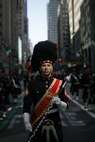 NEW YORK -- Mike McCracken, a former Marine, leads the Leatherneck Pipes & Drums during the 249th St. Patrick's Day Parade here, March 17. A contingent of more than 300 Marines, including the Quantico Marine Corps Band, ceremonial marchers from Marine Barracks Washington, active and reserve Marines and Marine Corps League members from the New York area, marched in honor of Grand Marshal Raymond W. Kelly, New York City Police Commissioner and retired Marine Corps colonel. (Official Marine Corps photo by Sgt. Randall A. Clinton / RELEASED)