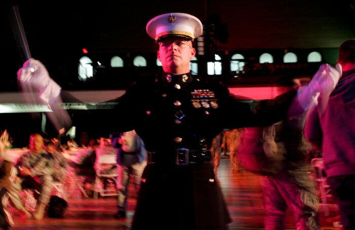 NEW YORK -- The Quantico Marine Corps Band performed inside the 69th Regiment Armory, a National Historical Landmark, and home of the New York Army National Guard's 1st Battalion, 69th Infantry Regiment. The band was invited inside after they finished marching in the 249th St. Patrick's Day Parade, here, March 17. The "Fighting 69th" has been leading the St. Patrick's Day Parade since 1851. A contingent of more than 300 Marines, including the Quantico Marine Corps Band, ceremonial marchers from Marine Barracks Washington, active and reserve Marines and Marine Corps League members from the New York area, marched in honor of Grand Marshal Raymond W. Kelly, New York City Police Commissioner and retired Marine Corps colonel. (Official Marine Corps photo by Sgt. Randall A. Clinton / RELEASED)