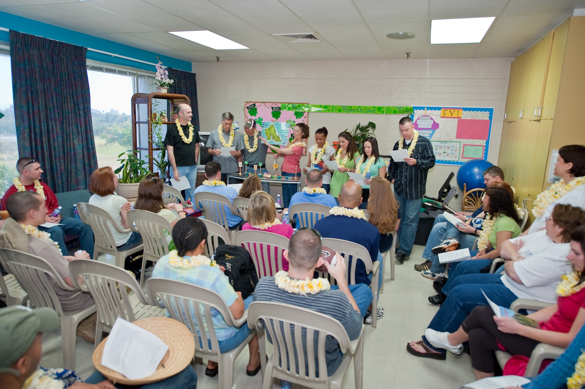 Members of the 140th Medical Group, Colorado Air National Guard, tell the rest of their team about the challenges of living in Ko’olau Loa at the Kahuku Medical Center, Kahuku, Hawaii as a way to familiarize themselves with the Hawaiian culture, March 14, 2010. Kahuku Medical Center staff put on the orientation to assist the Guardsman as they begin E Malama Kakou (translated from Hawaiian as “to care for all”), an Innovative Readiness Training Program. (U.S. Air Force photo/Master Sgt. John Nimmo, Sr.) (RELEASED)