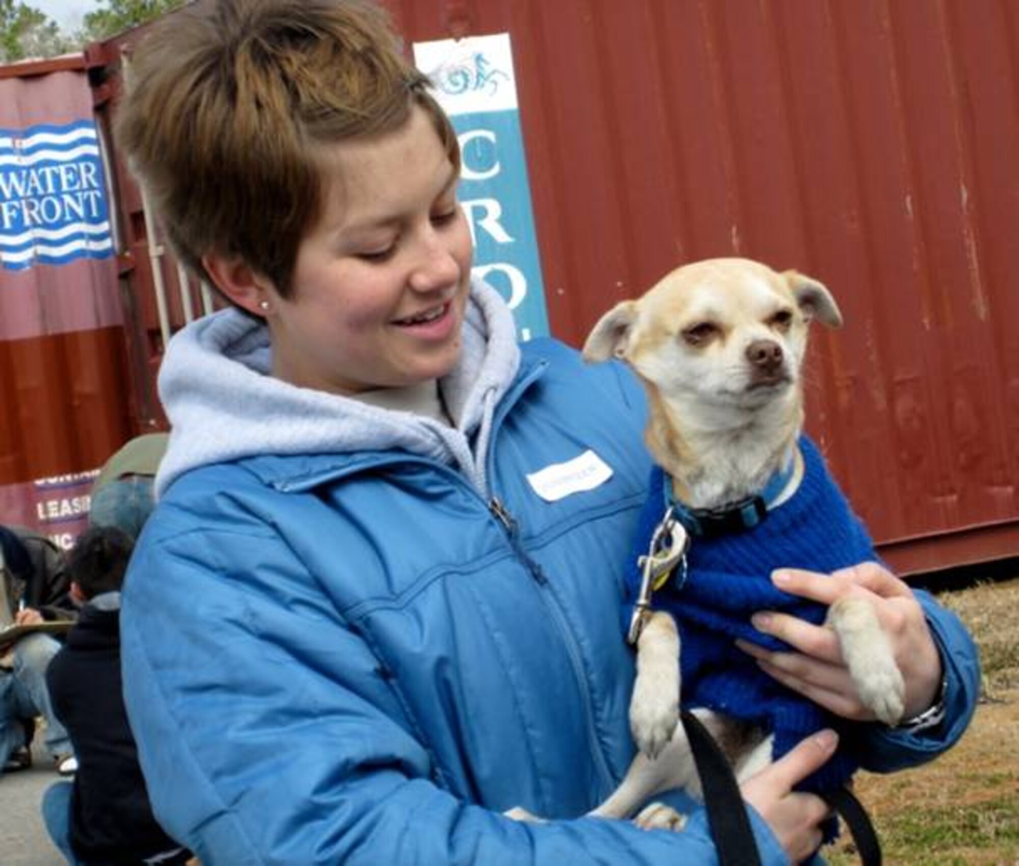 Airman 1st Class Vesper Matthews was one of 34 Airmen from the 332nd Training Squadron that assisted the Humane Society of South Mississippi with its spring rabies and microchip clinic in Pass Christian Feb. 27.   More than 200 animals from the surrounding community received microchips.  (U.S. Air Force photo by Airman Basic Kayla Bresnan)