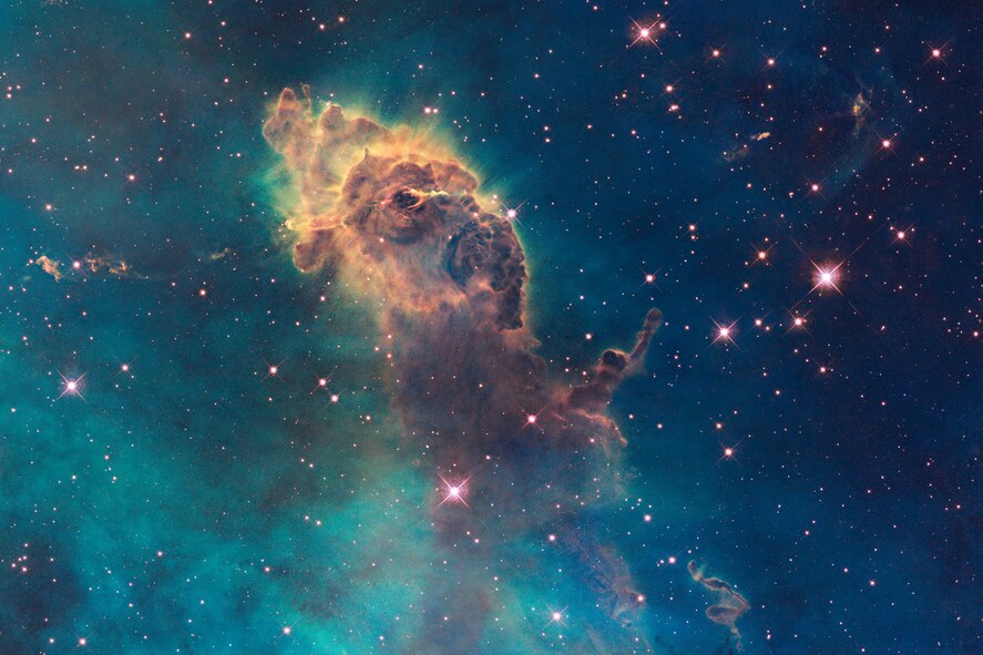 This image of a stellar jet in the Carina Nebula observed in light was captured by Hubble Space Telescope's new Wide Field Camera 3 installed by NASA astronauts during the final servicing mission and is featured in the new IMAX 3D film, "Hubble." Exclusive IMAX engagements for "Hubble" begin March 19, 2010. The National Museum of the U.S. Air Force's IMAX Theatre at Wright-Patterson Air Force Base will run "Hubble" four times daily. (Courtesy of NASA, ESA and the Hubble SM4 ERO Team) 