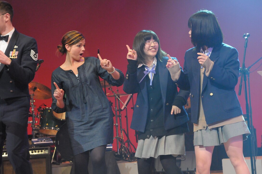 Pacific Trends went on a 10 day road trip to Iwate and Miyagi Prefecture in Japan to perform a “Mega Band” show with members from the USAF Band of the Pacific, Alaska.  The show consisted of rock band with horns for the first half, playing hits from the 60s, 70s, 80s, to include songs from “The Carpenters,” “The Beatles”, and R&B classics, as well as Japanese popular songs.  The inspired crowd danced to the “Twist” and “JB Goode”; all dancers received a copy of Pacific Trends’ latest CD.  These friendship concerts were full of variety, and made a lasting impression on the Japanese public